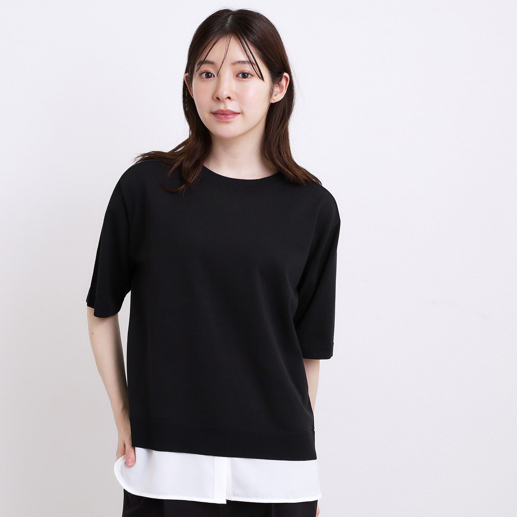 grove「【UVカット・洗濯機◎】Tシャツ感覚で着られるコットン混ニット」|ニット・セーター|