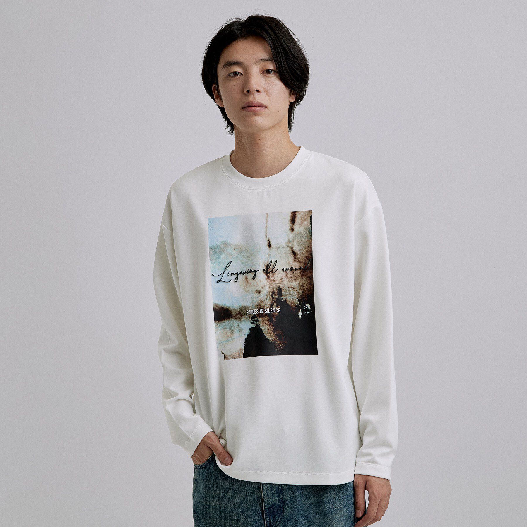 tk.TAKEO KIKUCHI「アートグラフィック ブラシ刺繍長袖Tシャツ」|Tシャツ・カットソー|