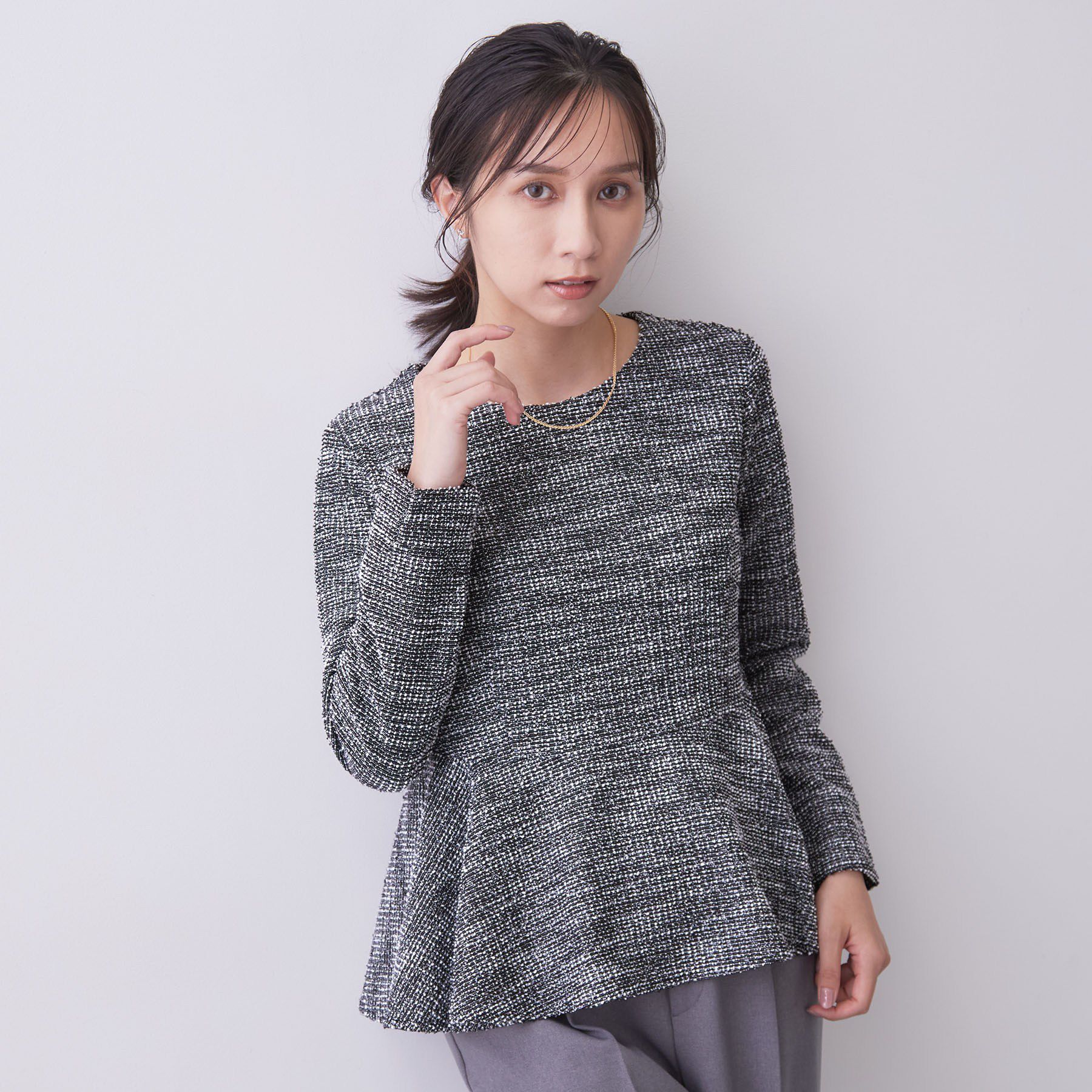 index「【セットアップ】ツィードペプラムトップス《洗濯機OK》」|Tシャツ・カットソー|