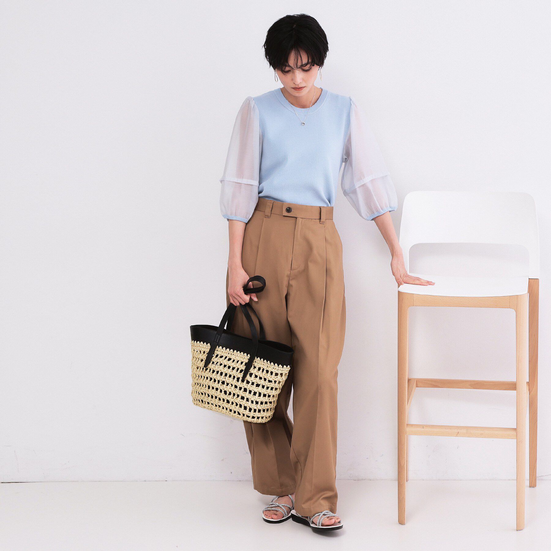 OPAQUE.CLIP「【A4対応】合皮切替かごトートバッグ」|トートバッグ|
