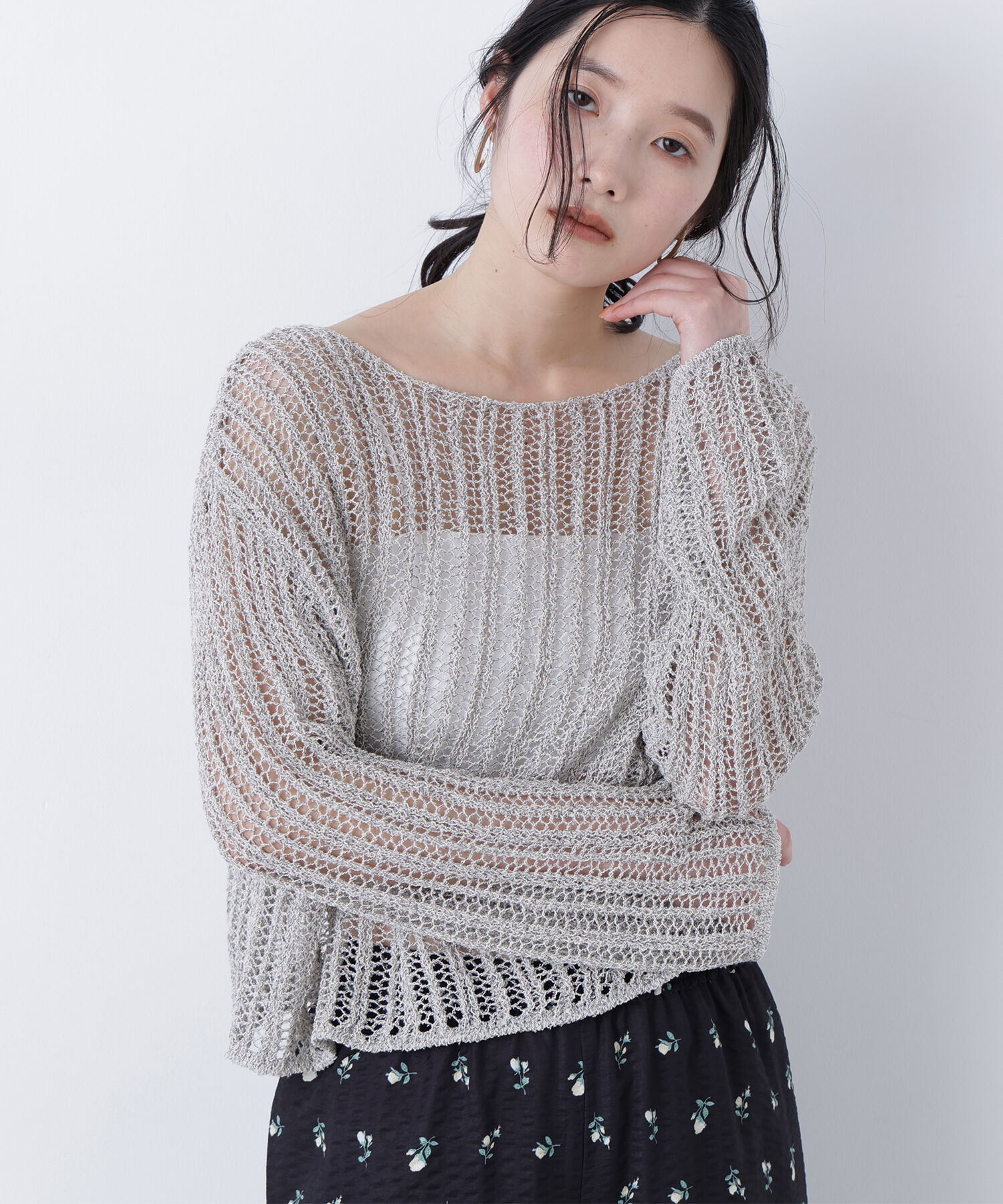  「〈N.〉透かし編みクロップドニット」|ニット・セーター|