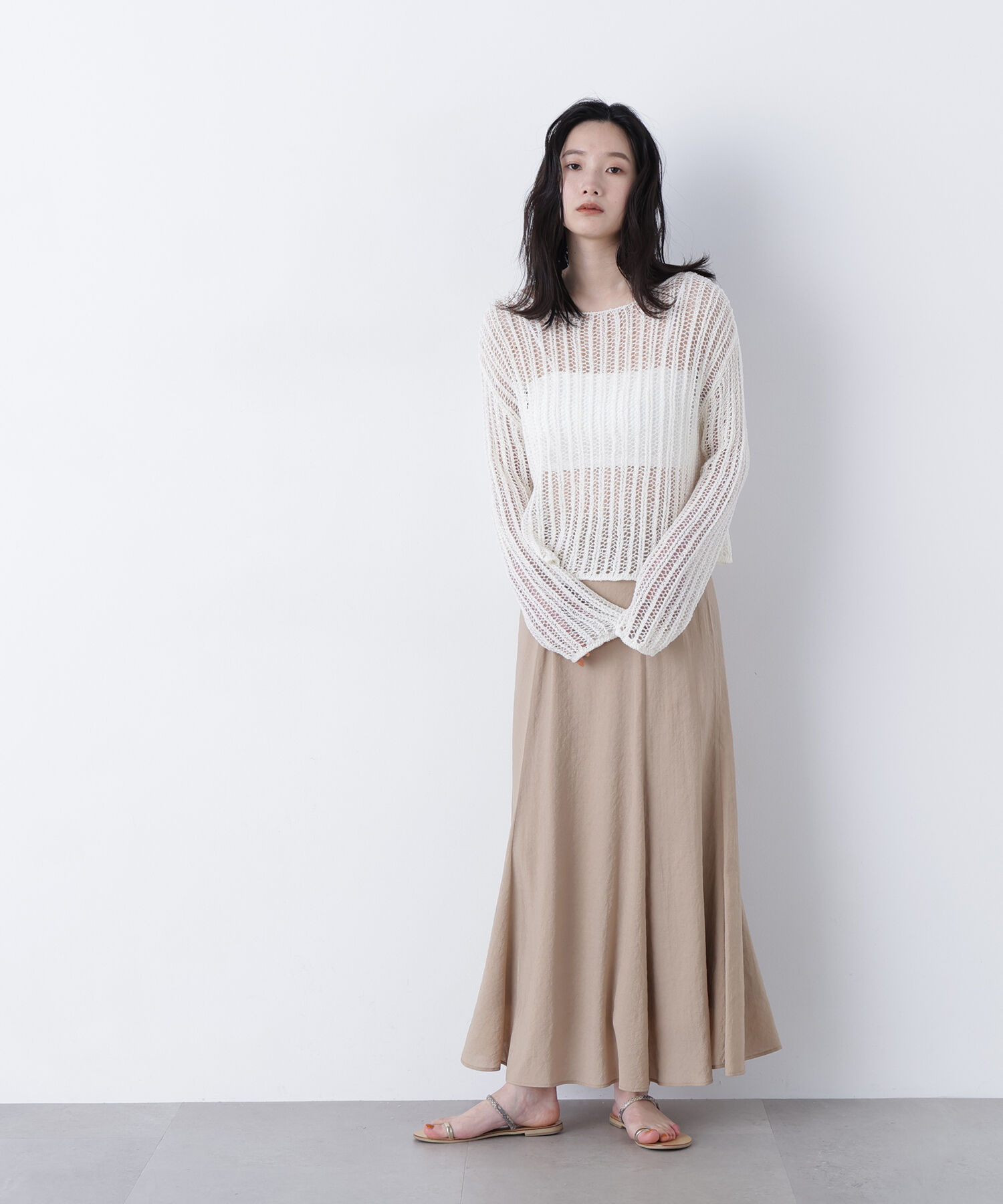  「〈N.〉透かし編みクロップドニット」|ニット・セーター|