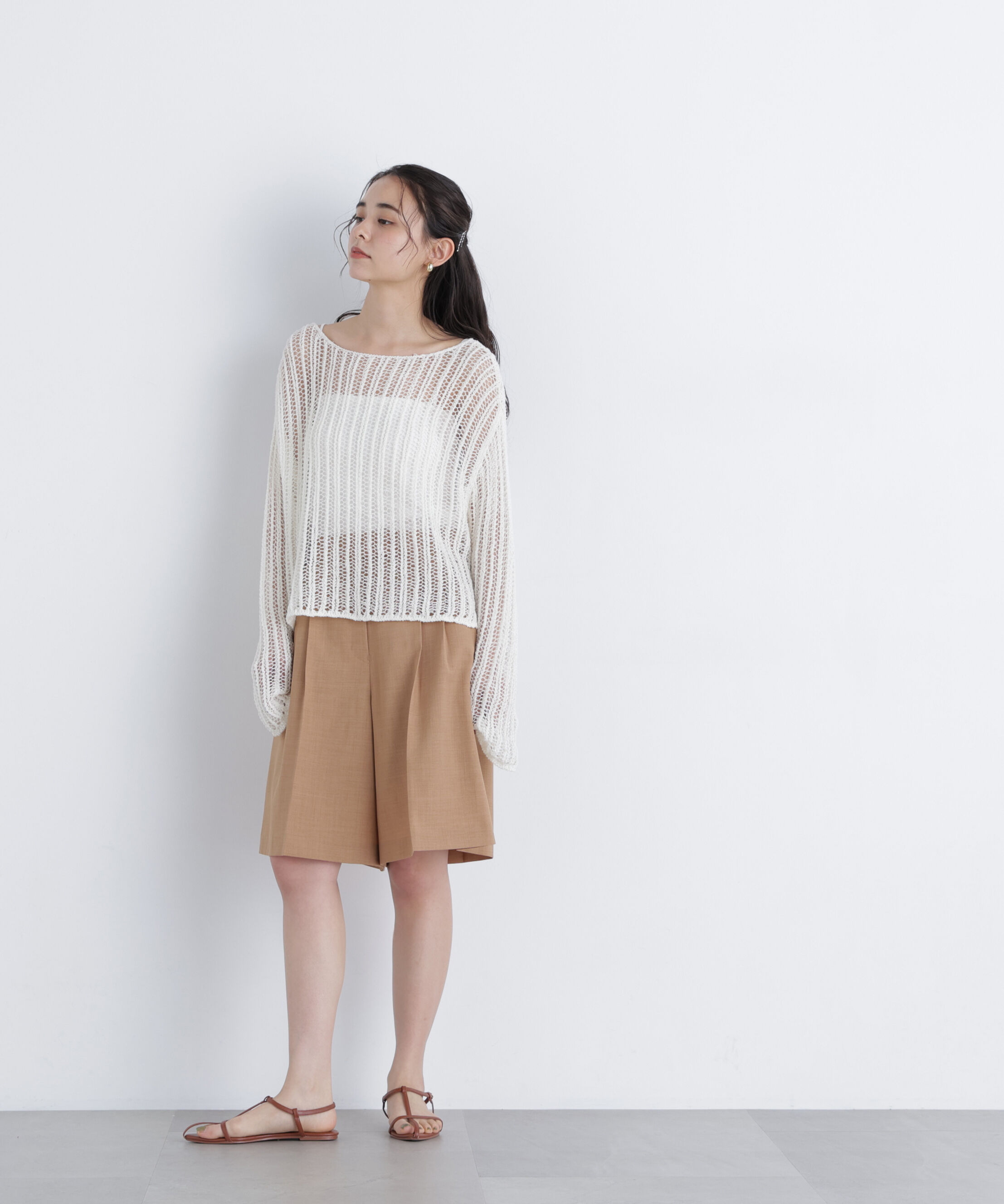 「〈N.〉透かし編みクロップドニット」|ニット・セーター|