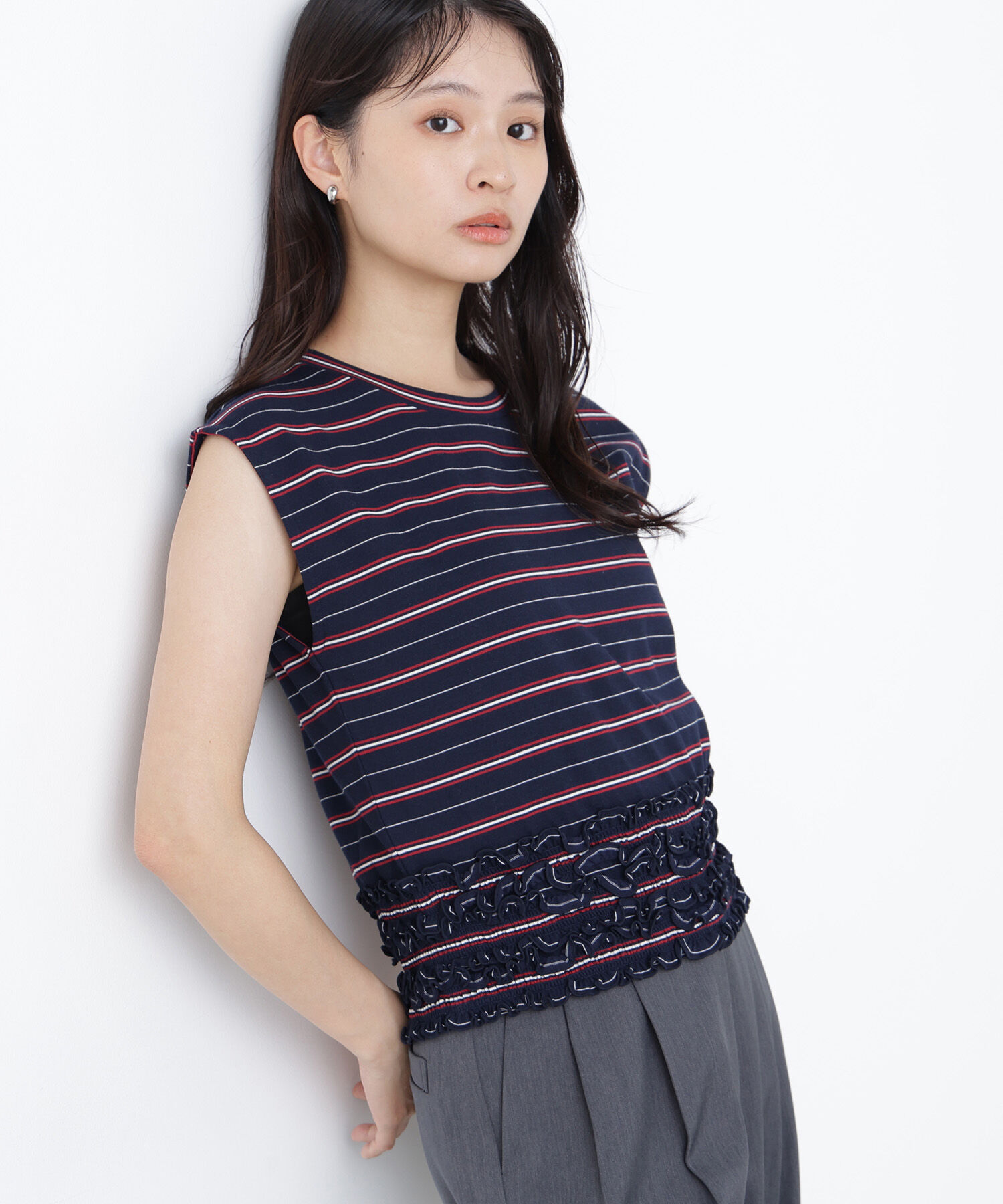  「〈N.〉ランダムボーダトップス」|Tシャツ・カットソー|ネイビーベー 2