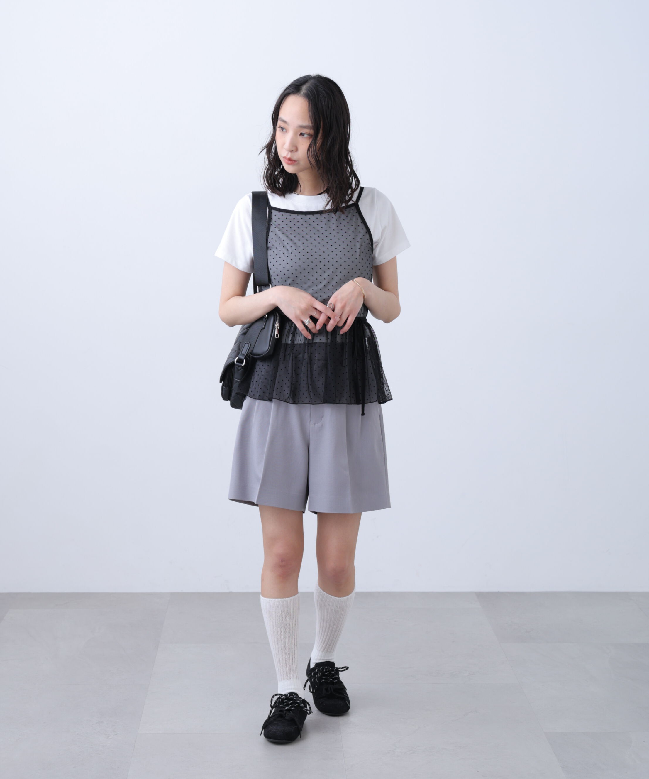  「2WAYシアードットホルターキャミ&times;半袖カットソーセット」|Tシャツ・カットソー|