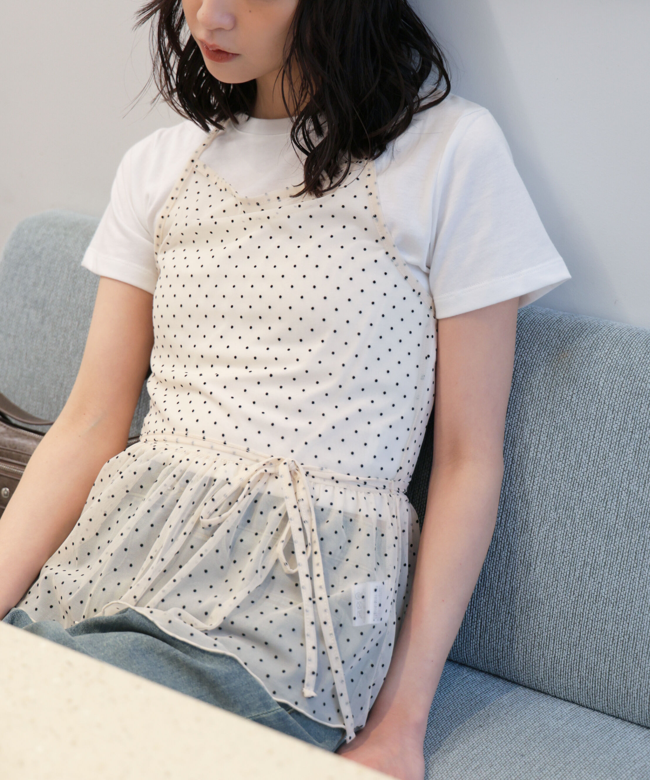  「2WAYシアードットホルターキャミ&times;半袖カットソーセット」|Tシャツ・カットソー|