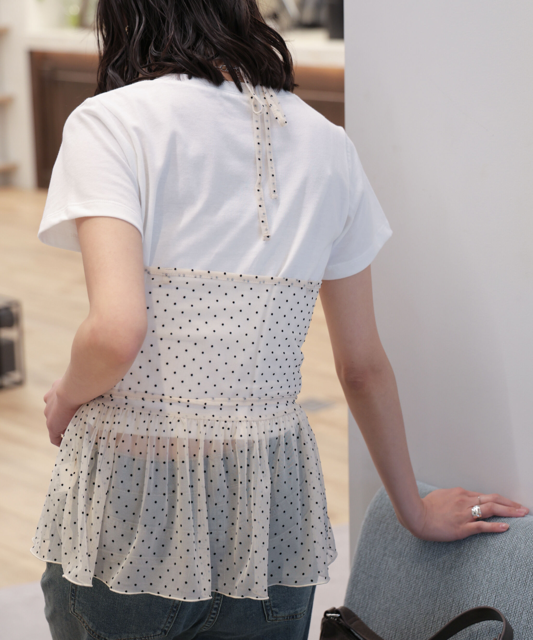  「2WAYシアードットホルターキャミ&times;半袖カットソーセット」|Tシャツ・カットソー|