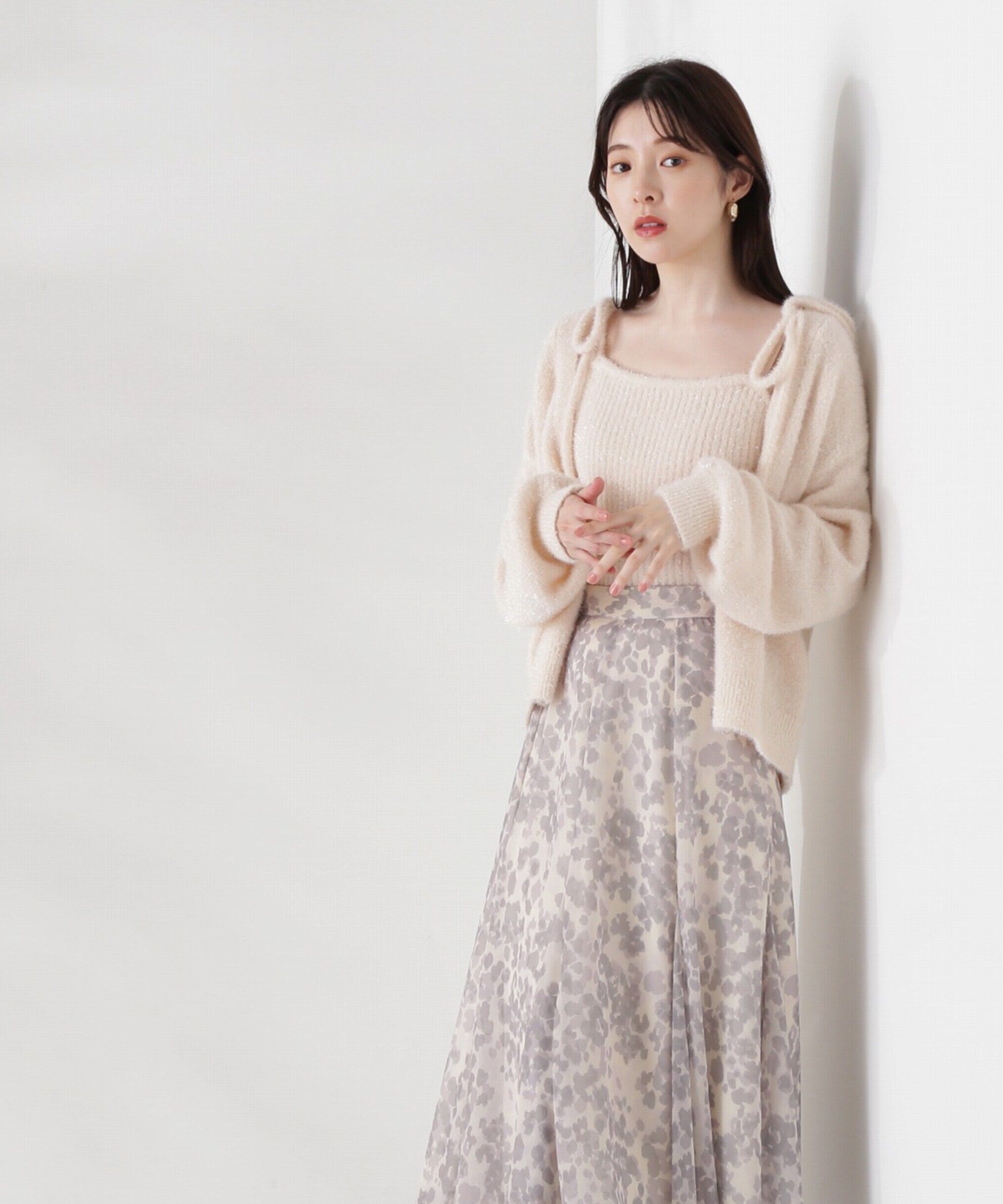 PROPORTION BODY DRESSING「シャイニーフェザーアンサンブルニット　WEB限定カラー：パープル24AW」|ニット・セーター|