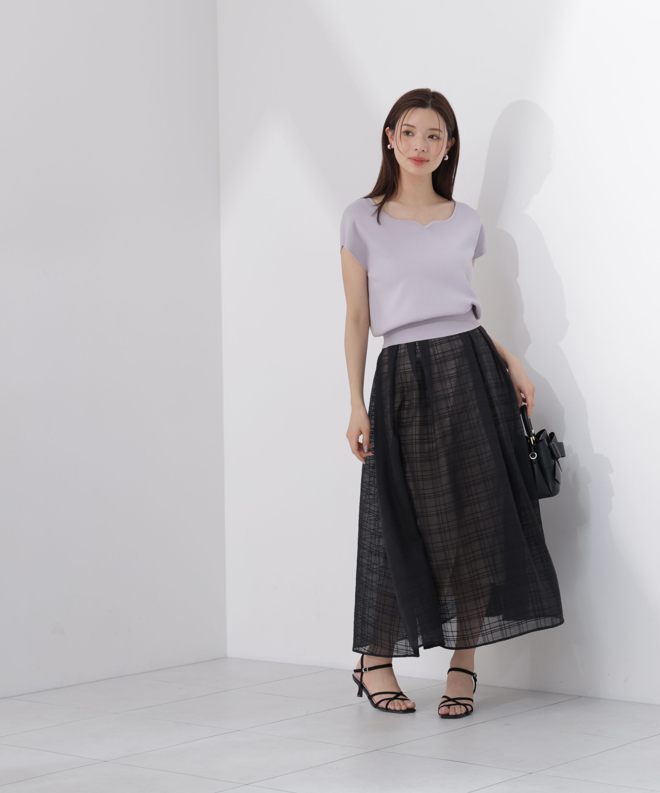 PROPORTION BODY DRESSING「＜中川紅葉さん着用＞シアーチェックタックスカート」|スカート|