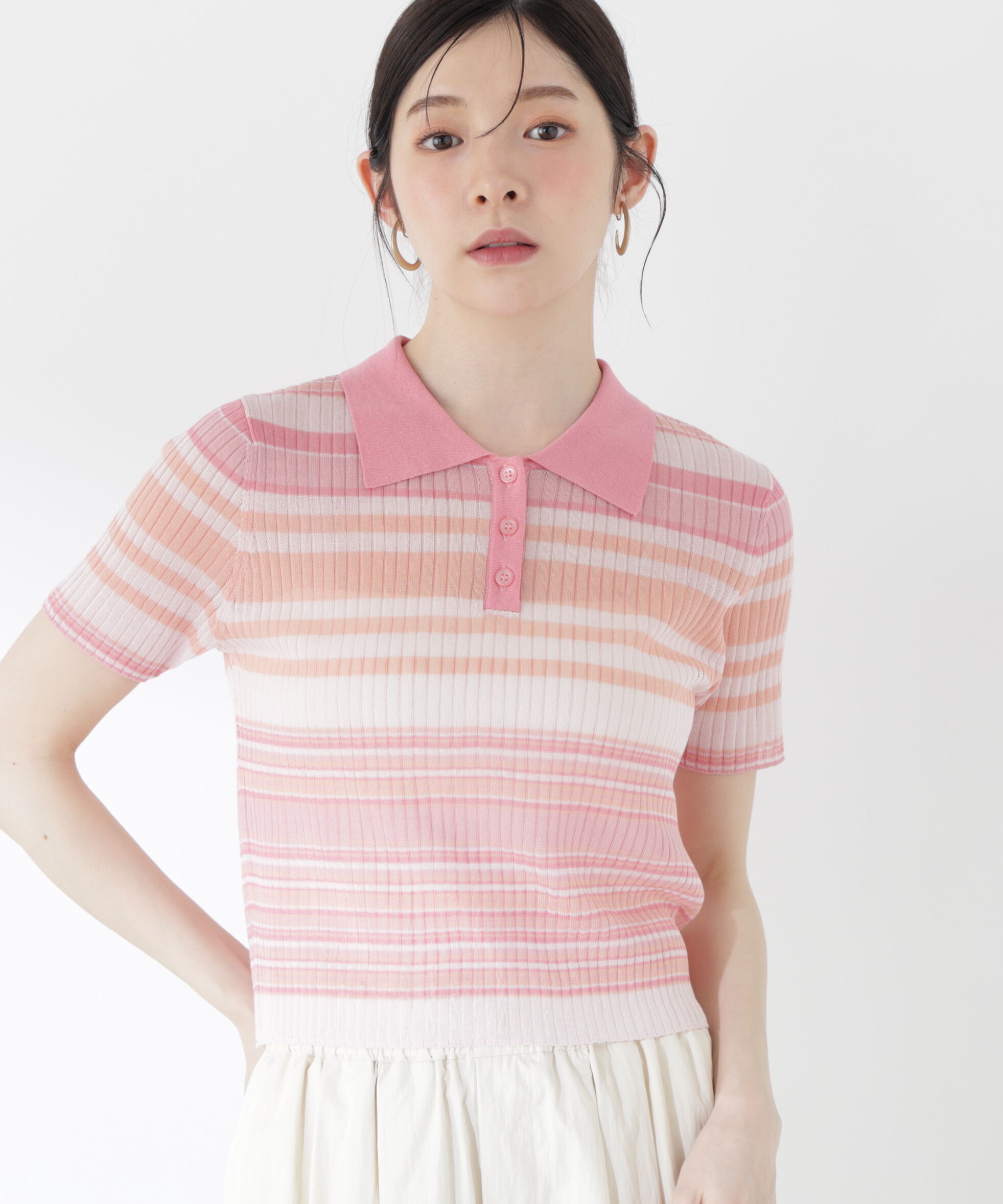 PROPORTION BODY DRESSING「〈a/mie〉ソフトシアーポロ衿ニットトップス26SS」|カーディガン|