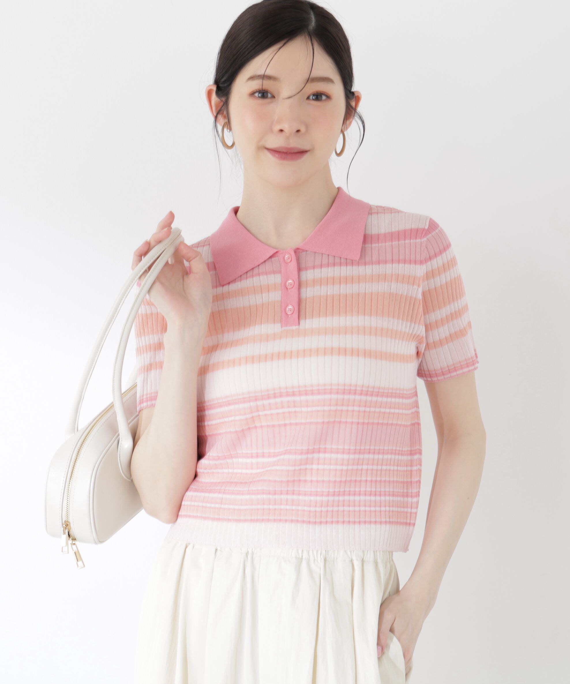 PROPORTION BODY DRESSING「〈a/mie〉ソフトシアーポロ衿ニットトップス26SS」|カーディガン|