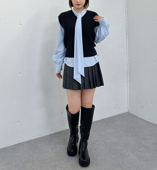 archives「ケーブルニットベスト&times;ボウブラウスＳＥＴ」|カーディガン|