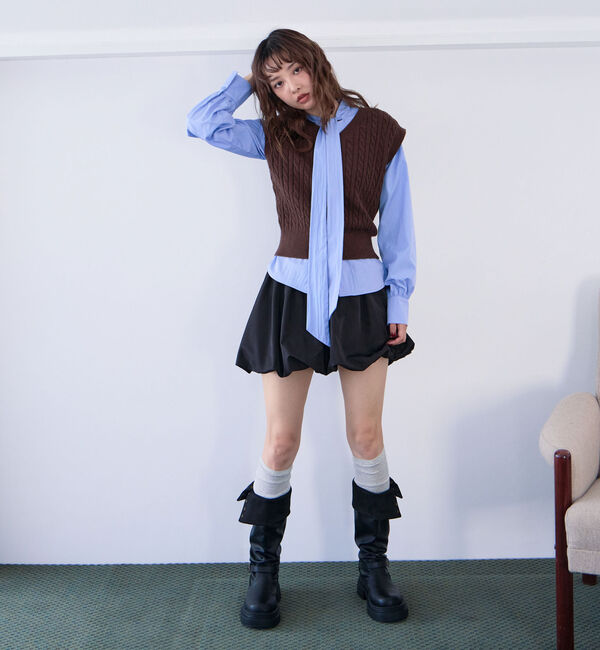archives「ケーブルニットベスト&times;ボウブラウスＳＥＴ」|カーディガン|