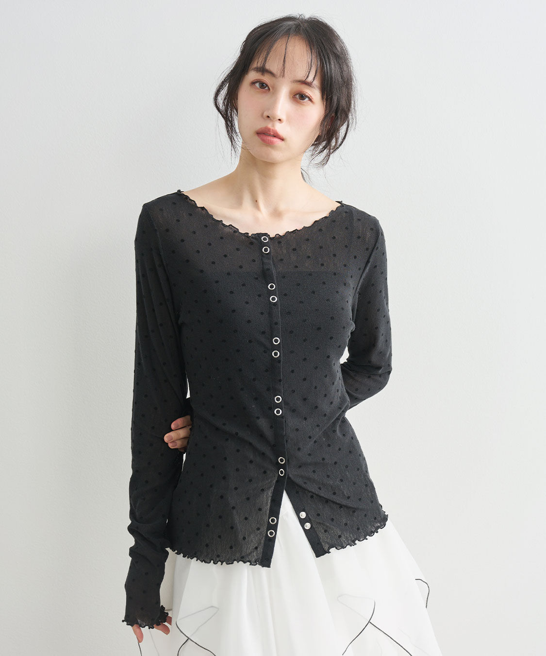 COCO DEAL「フロッキードットプリントトップス」|Tシャツ・カットソー|