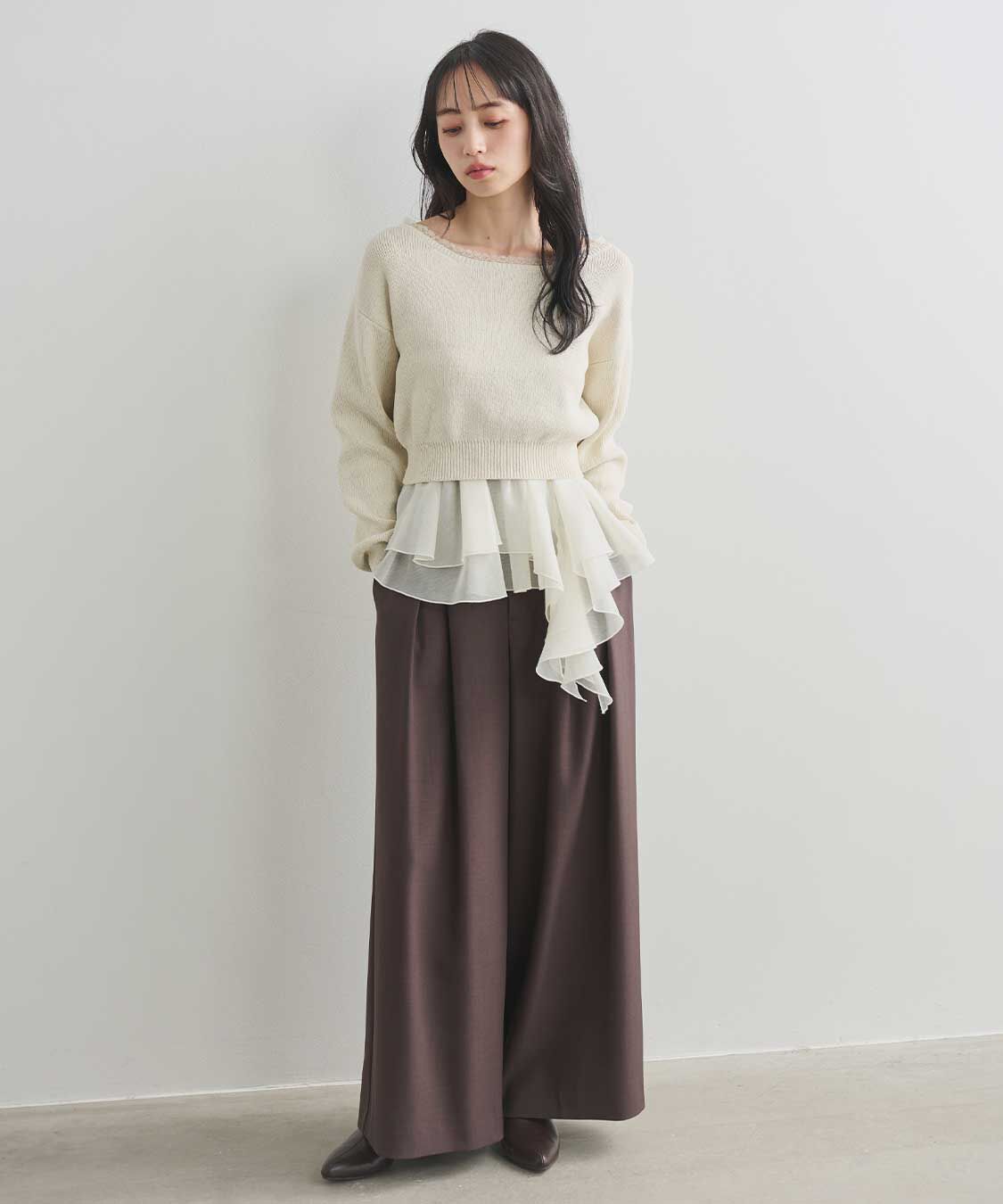 COCO DEAL「クロスタックワイドパンツ」|スラックス|