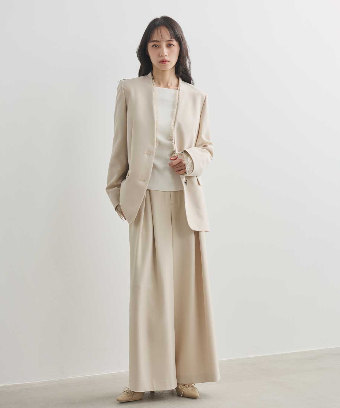 COCO DEAL「クロスタックワイドパンツ」|スラックス|