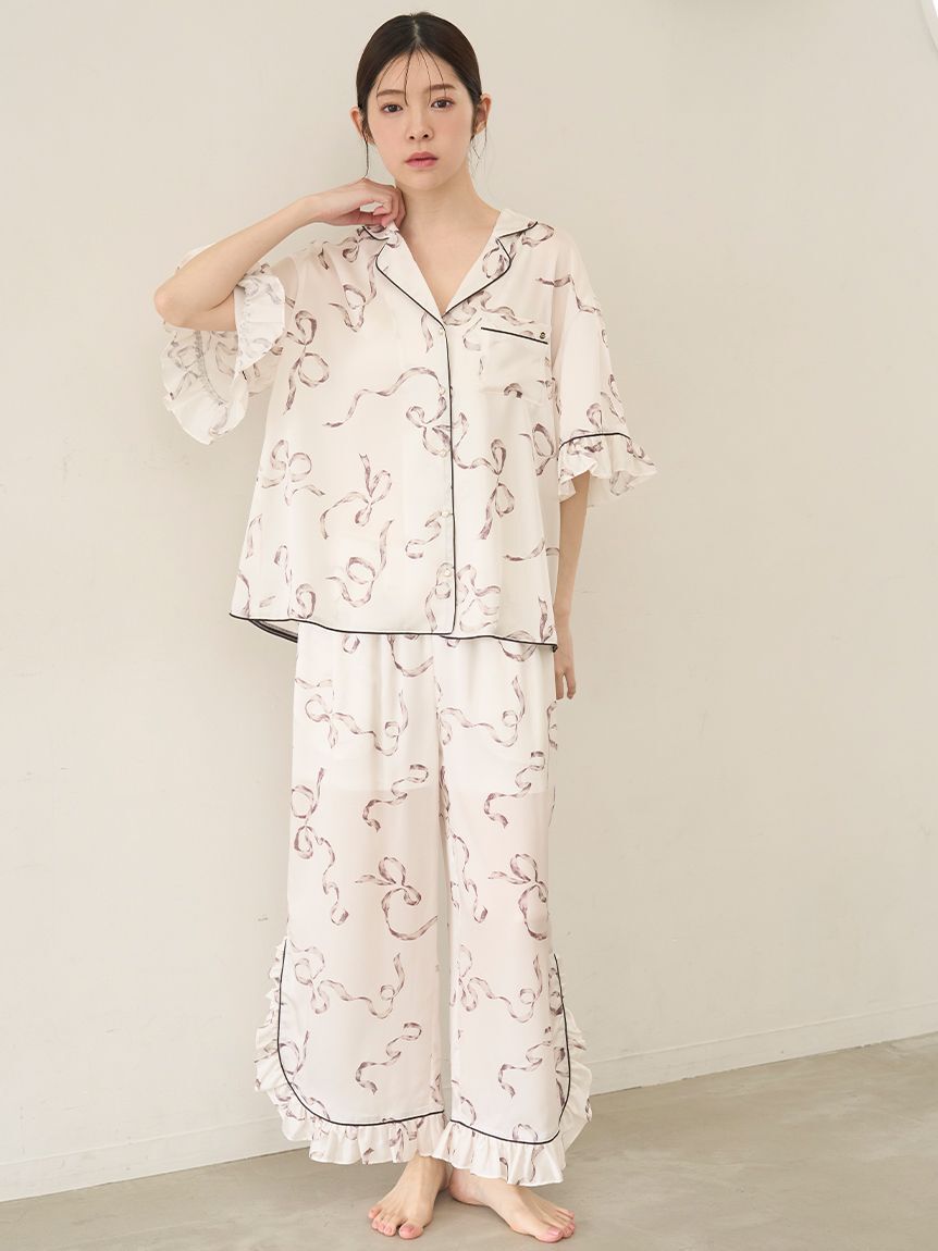 SNIDEL HOME「【Luxshine】【接触冷感】フリルリボンロングパンツ」|ルームウェア|