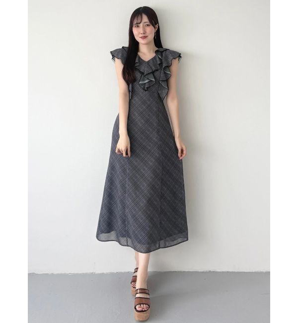 MERCURYDUO「プリントラッフルナローワンピース」|ワンピース|