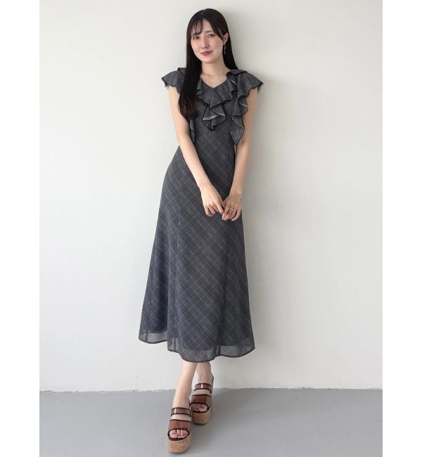 MERCURYDUO「プリントラッフルナローワンピース」|ワンピース|