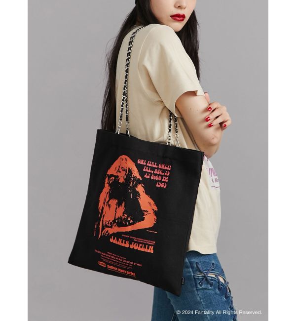 jouetie「【JANIS】chain and synthetic leather strap tote bag【コラボ】」|トートバッグ|ブラック