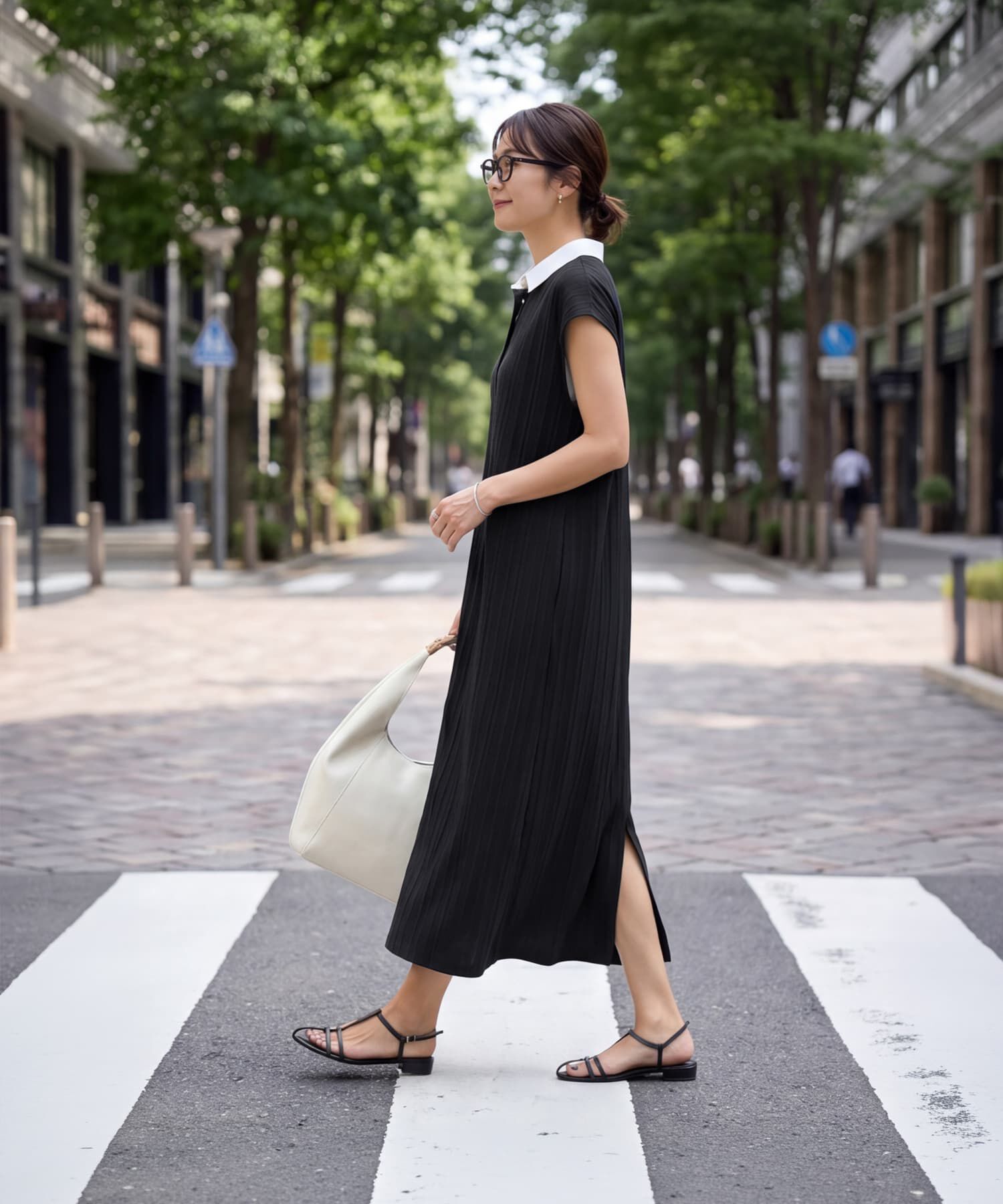 STYLE DELI「襟付きランダムリブカットソーワンピース」|ワンピース|