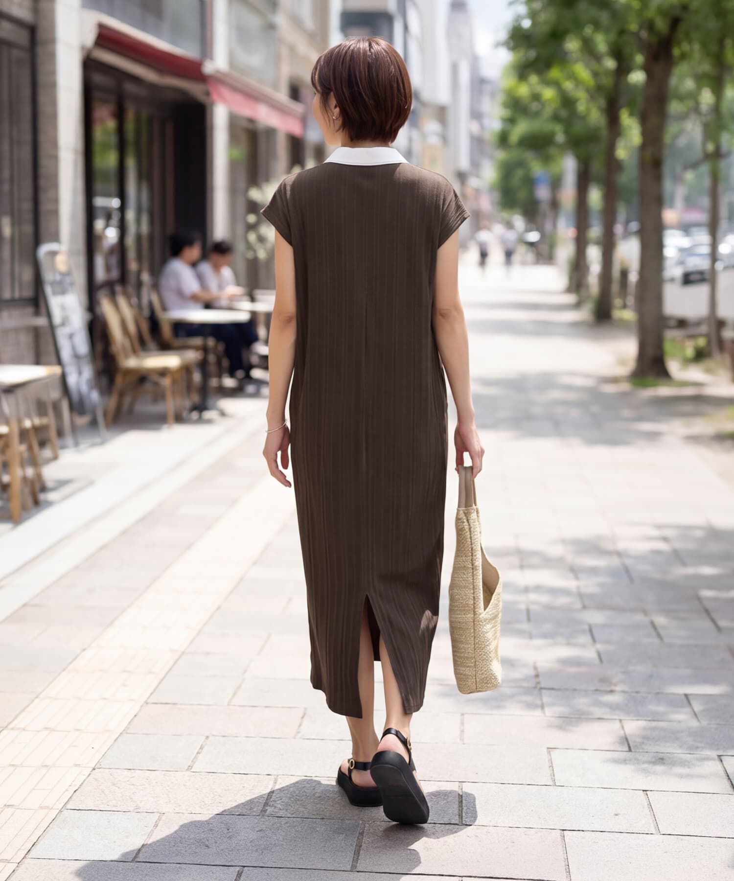 STYLE DELI「襟付きランダムリブカットソーワンピース」|ワンピース|