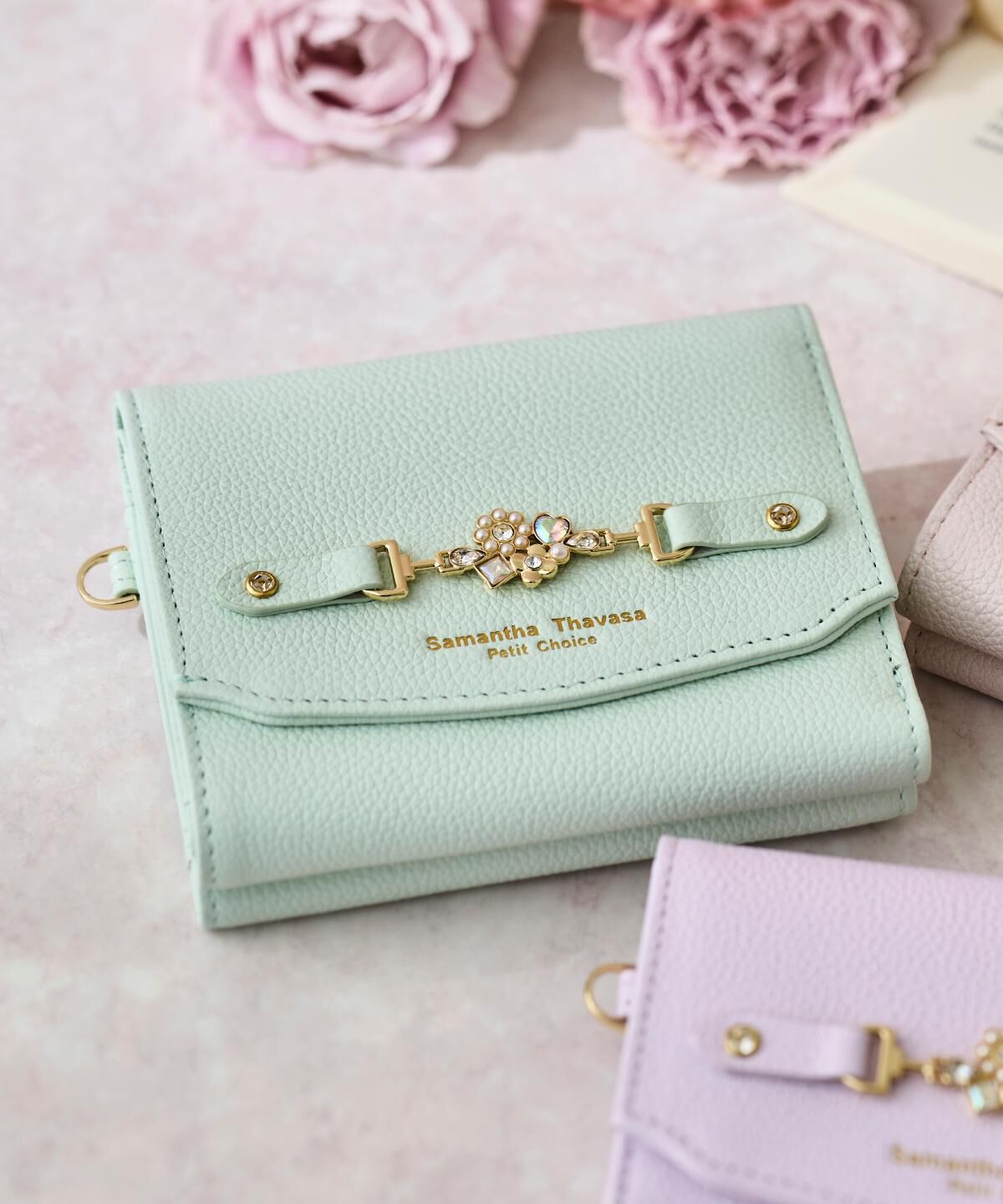 Samantha Thavasa Petit Choice「フラワービット 折財布」|財布|ミント