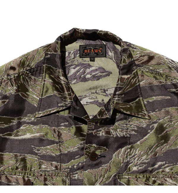 BEAMS PLUS「MIL-SHT Tiger Stripe Mesh Jacquard」|シャツ・ブラウス|