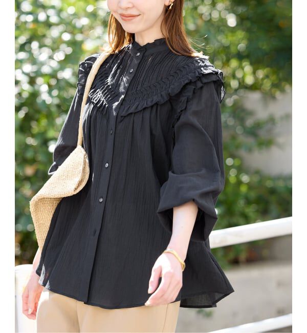 SLOBE IENA「《WEB限定/追加》フリルピンタックブラウス」|シャツ・ブラウス|