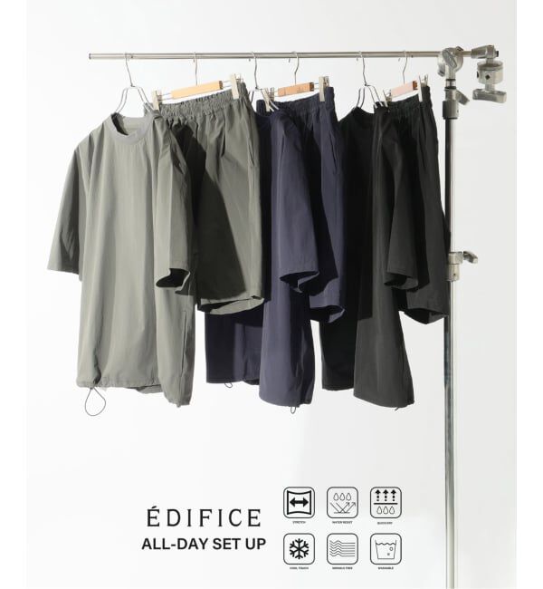 EDIFICE「【EDIFICE ALL-DAY SETUPシリーズ】2点セット プルオーバー Tシャツ&ショーツ」|シャツ・ブラウス|