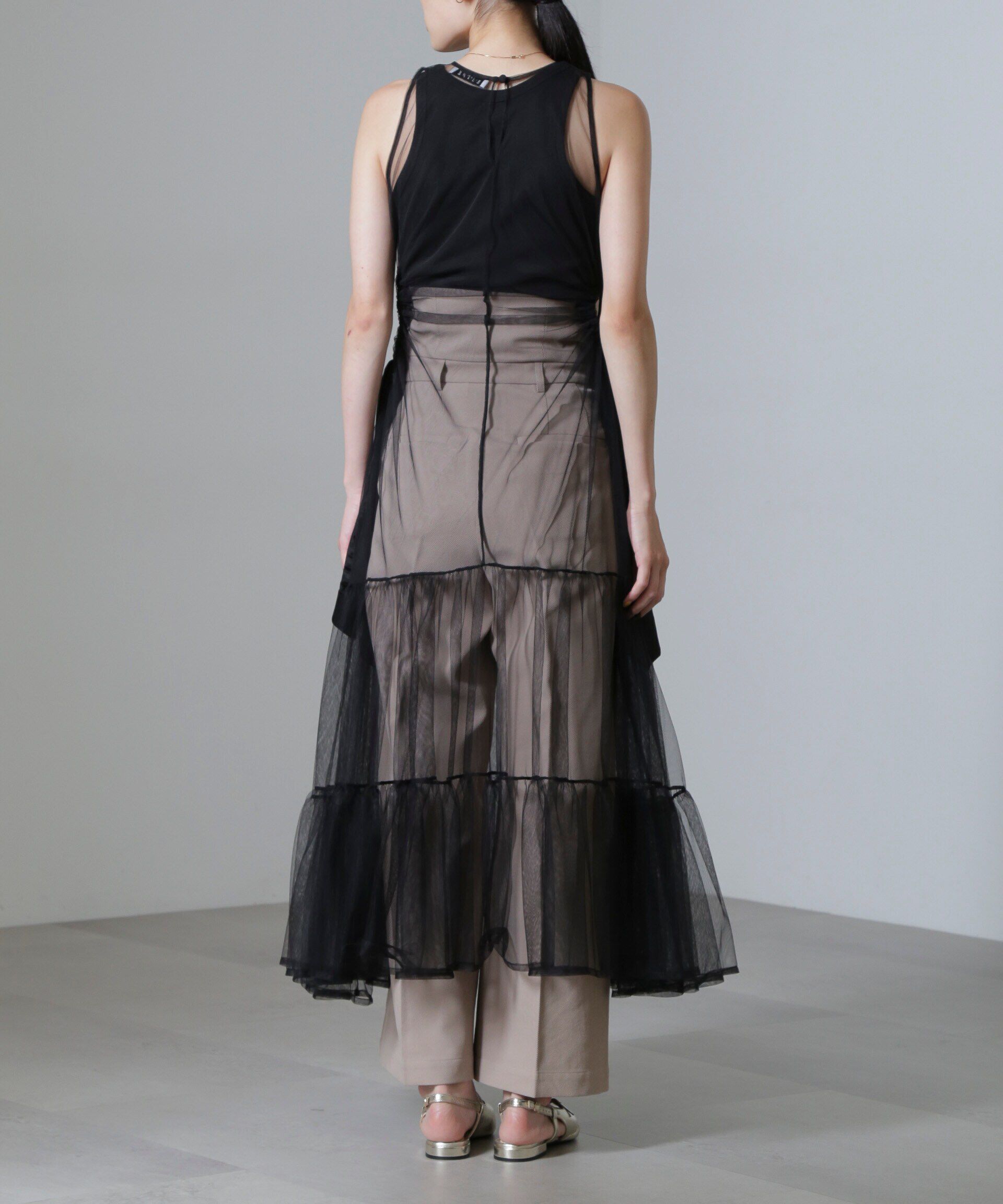 nano･universe「ESTHE/Tiered Tulle Cut-Out MaxiDress」|ワンピース|