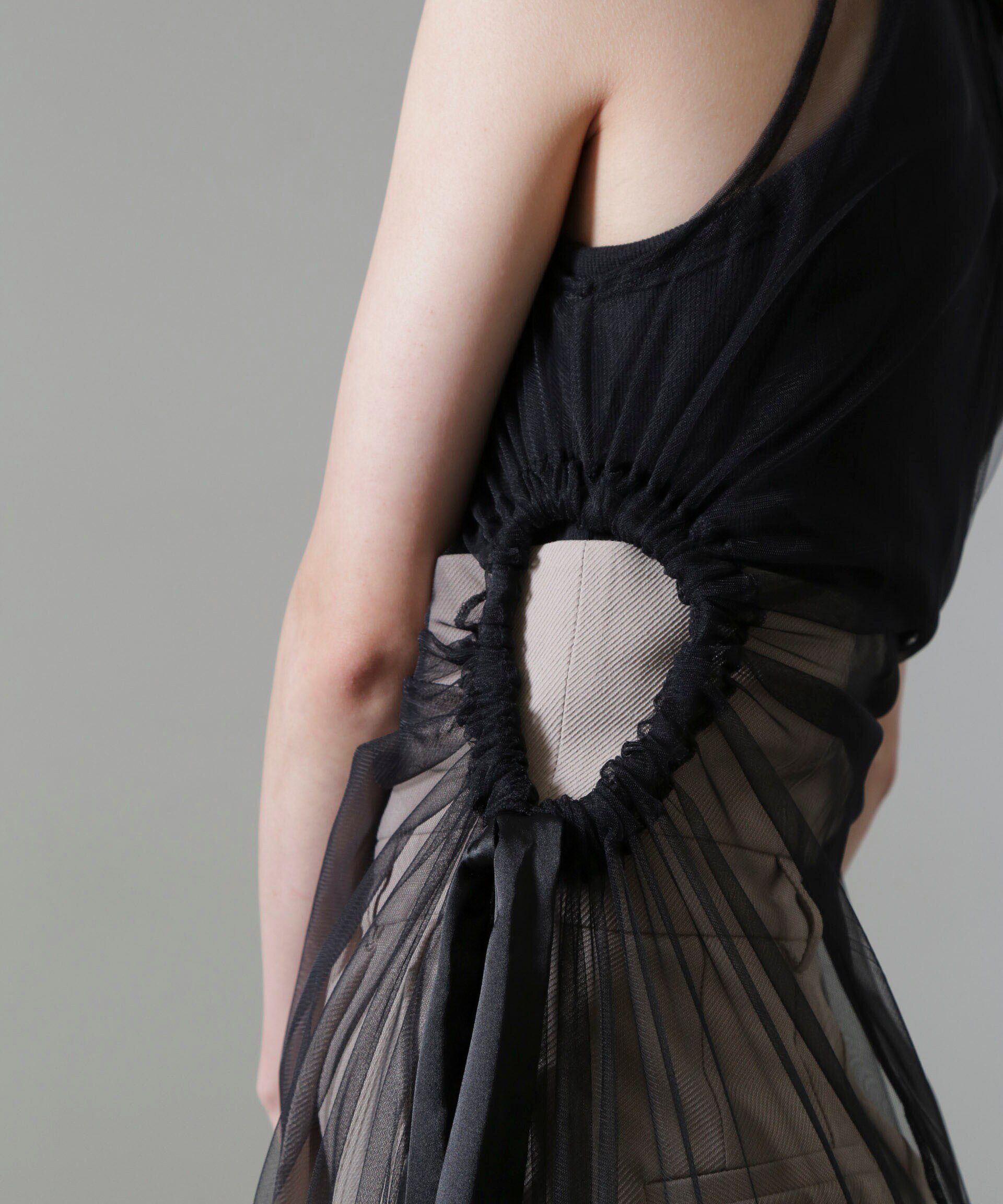 nano･universe「ESTHE/Tiered Tulle Cut-Out MaxiDress」|ワンピース|