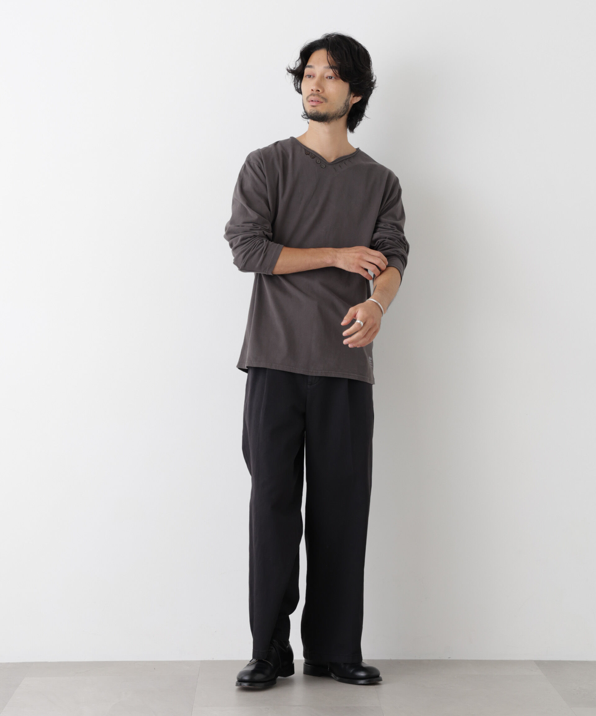 NANO universe「「surplus」デザインヘンリーネックTシャツ 長袖」|Tシャツ・カットソー|