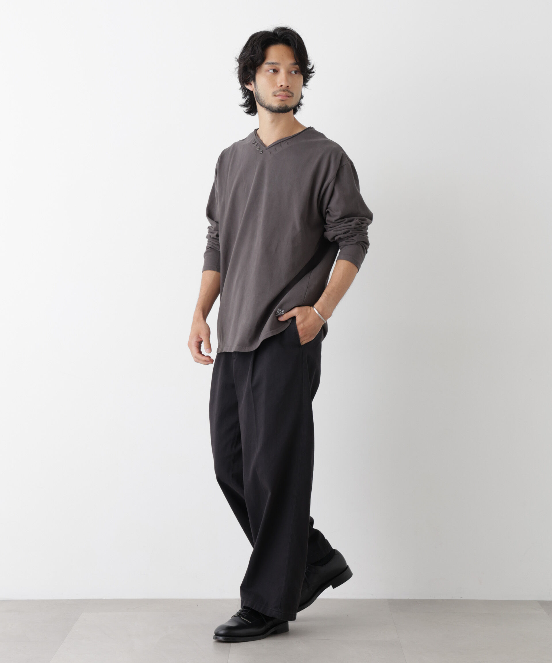 NANO universe「「surplus」デザインヘンリーネックTシャツ 長袖」|Tシャツ・カットソー|