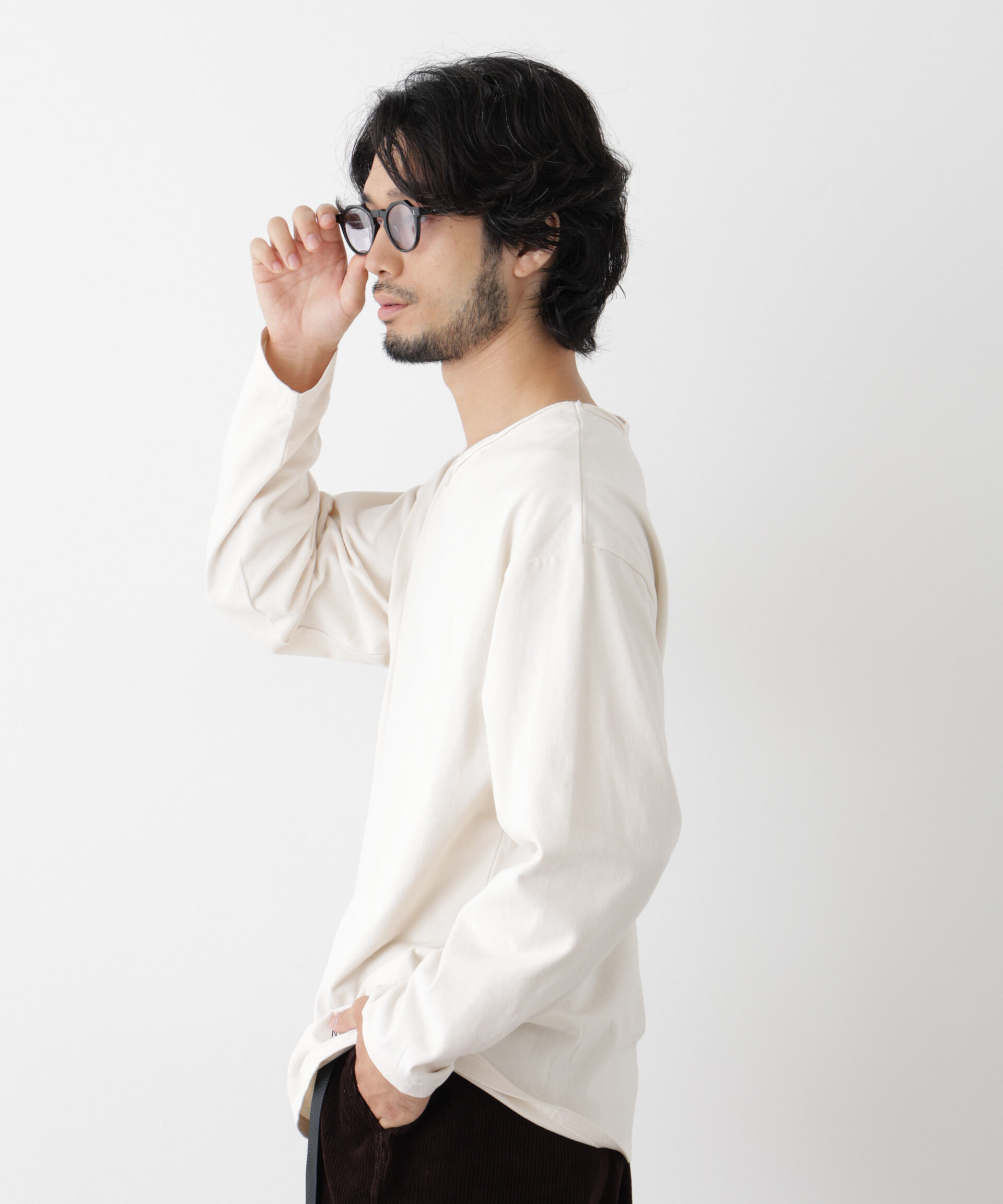 NANO universe「「surplus」デザインヘンリーネックTシャツ 長袖」|Tシャツ・カットソー|