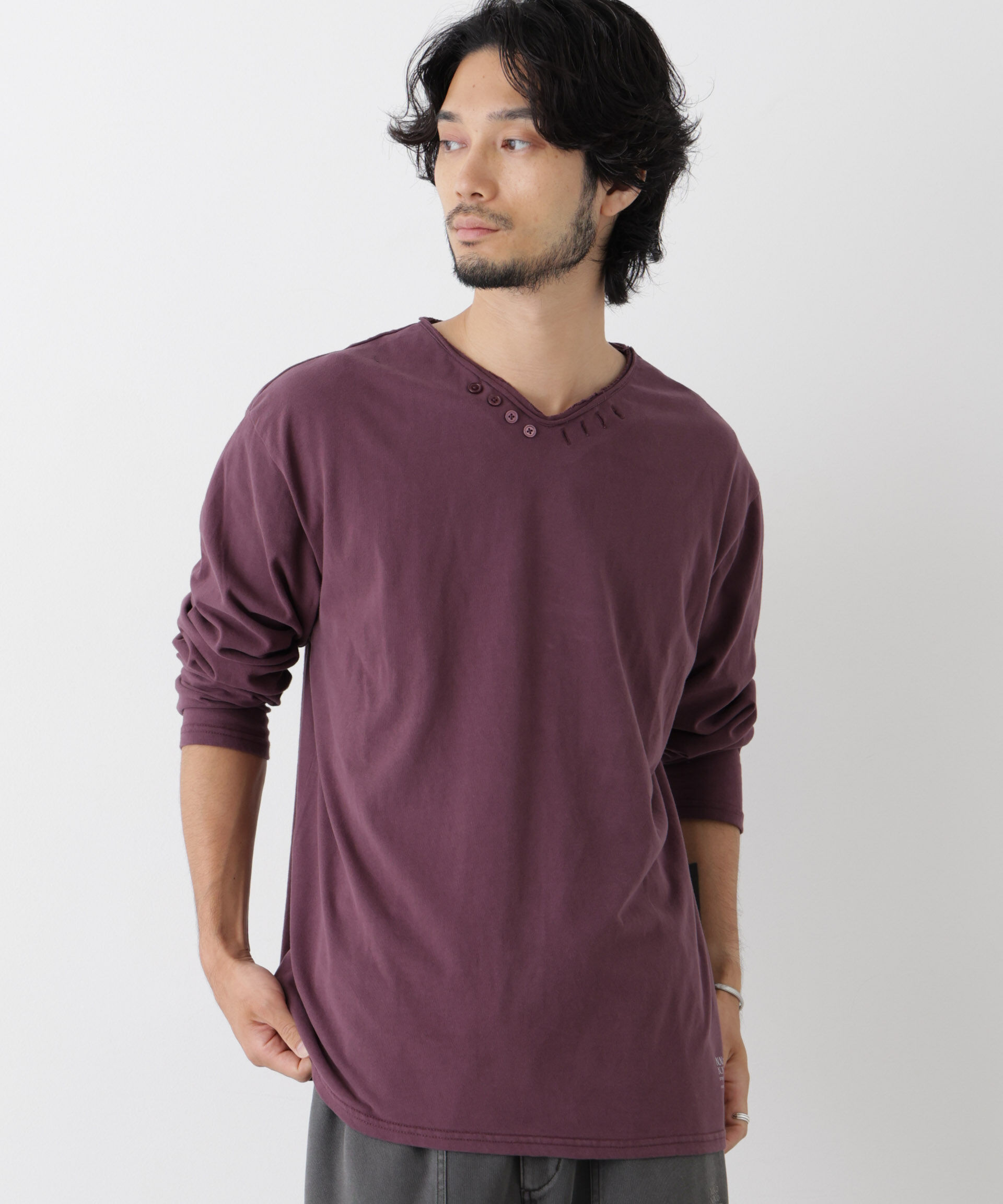 NANO universe「「surplus」デザインヘンリーネックTシャツ 長袖」|Tシャツ・カットソー|