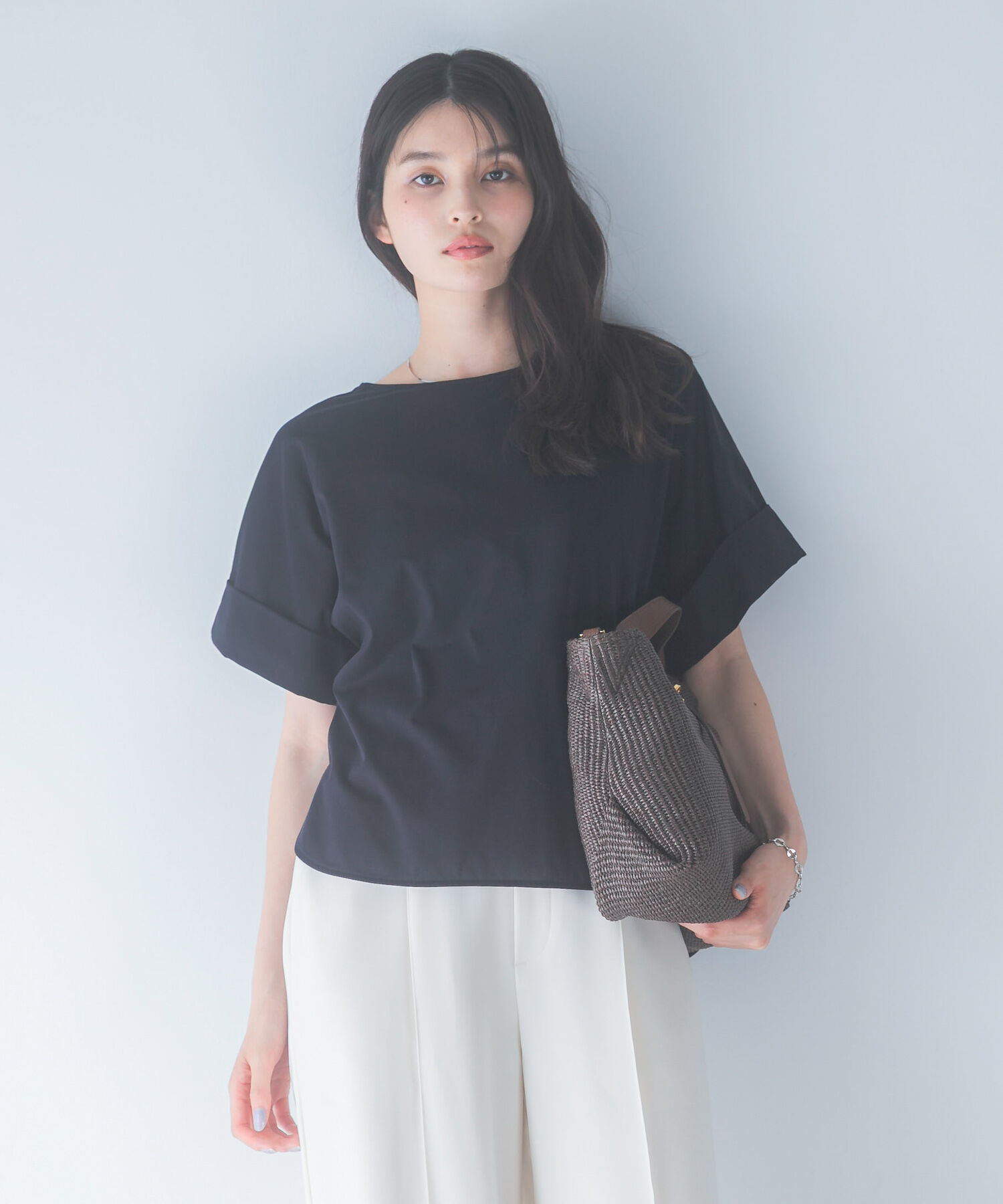 URBAN RESEARCH ROSSO「UVカットデザインスリーブプルオーバー」|Tシャツ・カットソー|ネイビー