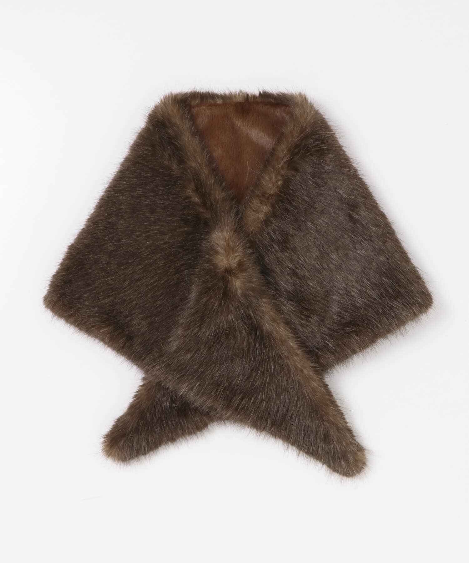 RODE SKO「atelier brugge　TRIANGLE FUR SCRAF」|バンダナ・スカーフ|ダークブラウン