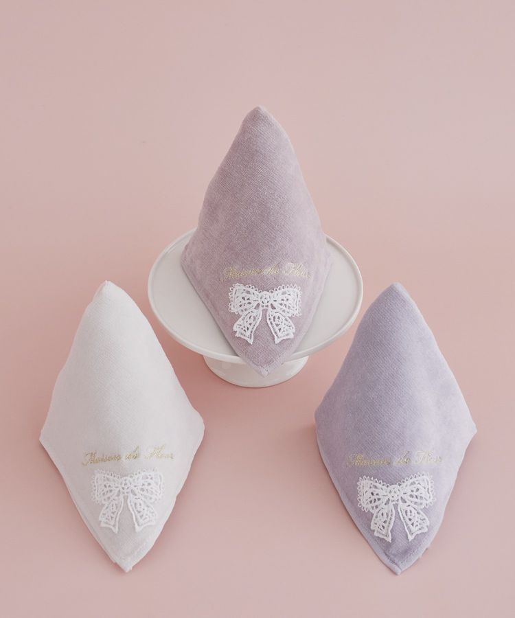 Maison de FLEUR「リボンレースタオルハンカチ」|ハンカチ|