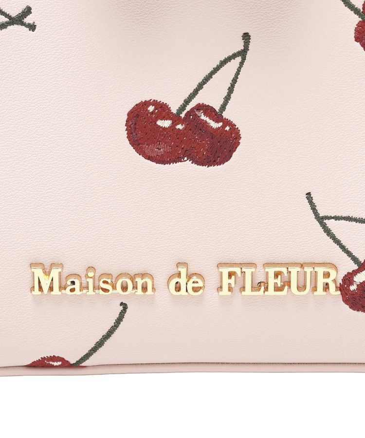 Maison de FLEUR「チェリー刺繍キューブ型バッグ」|ハンドバッグ|