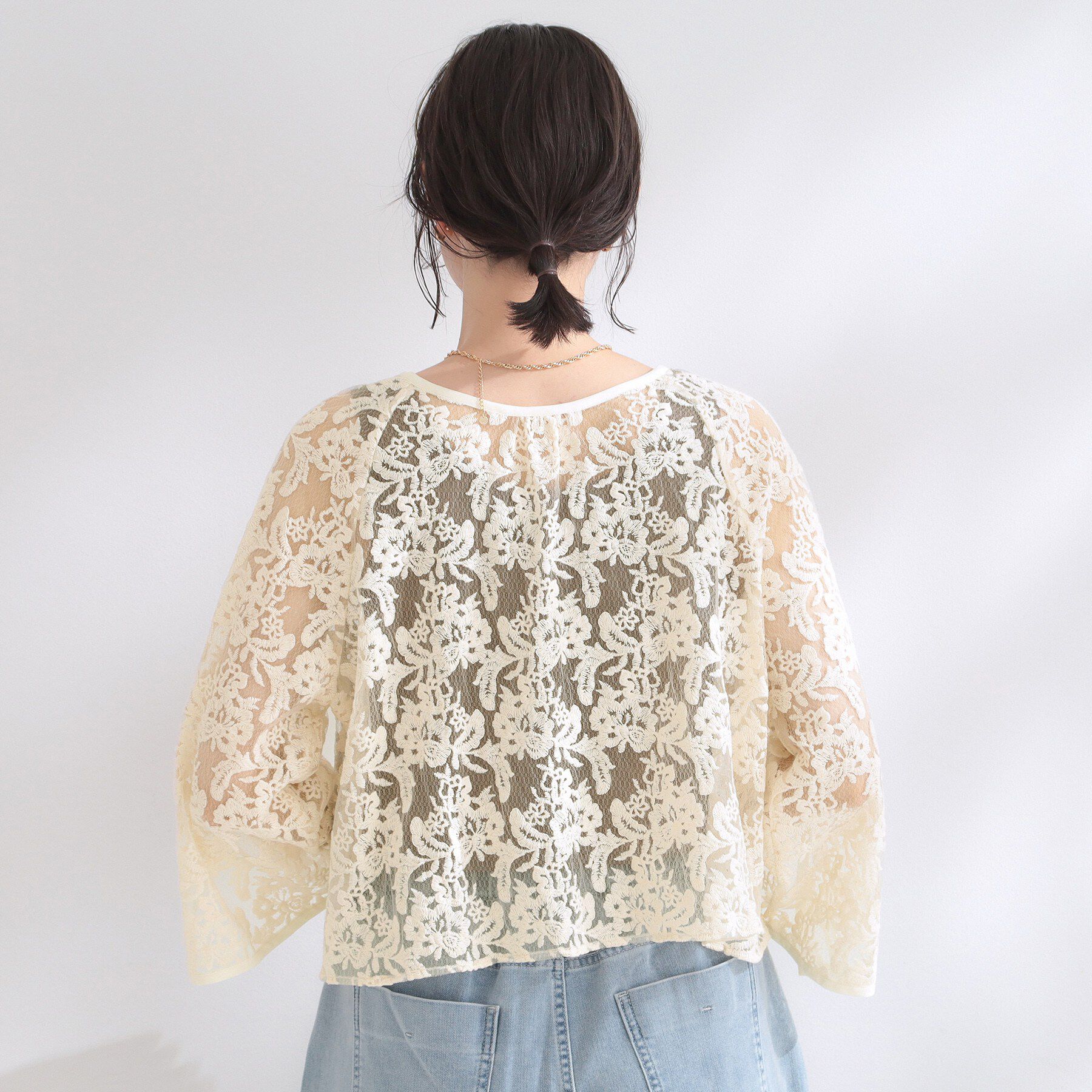 OPAQUE.CLIP「刺繍レースショートブラウス【洗える】」|シャツ・ブラウス|