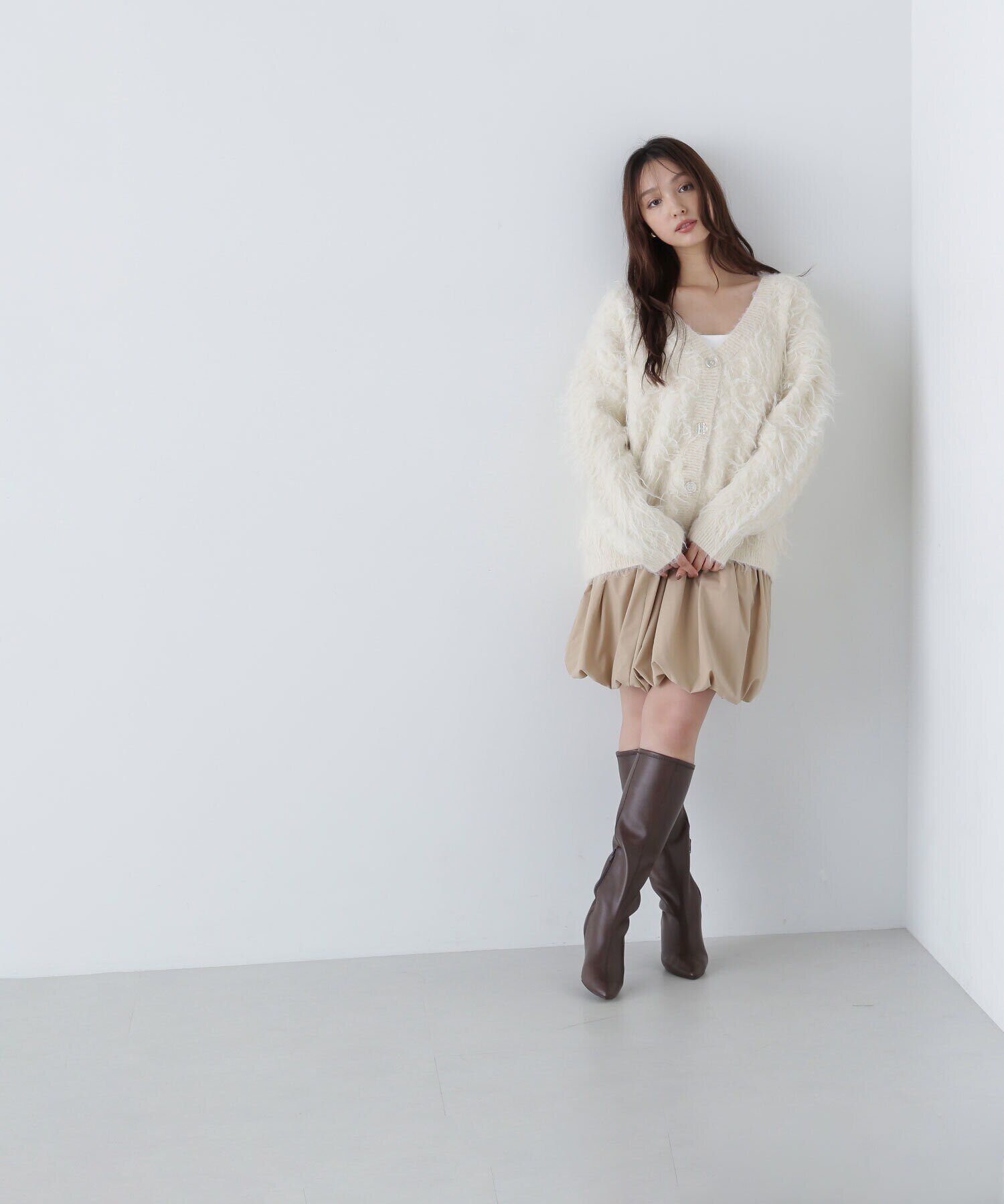  「Vネック起毛コーディガン　24AW」|ニット・セーター|