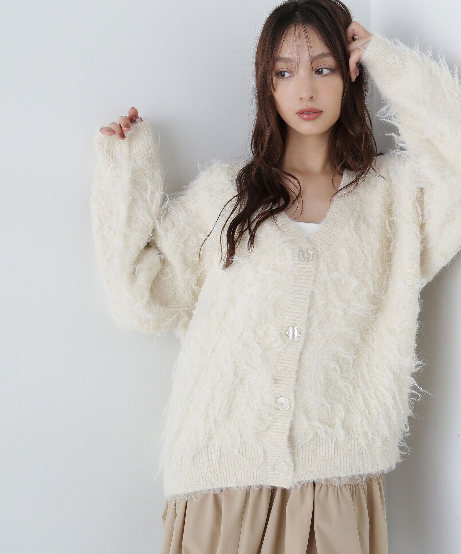  「Vネック起毛コーディガン　24AW」|ニット・セーター|
