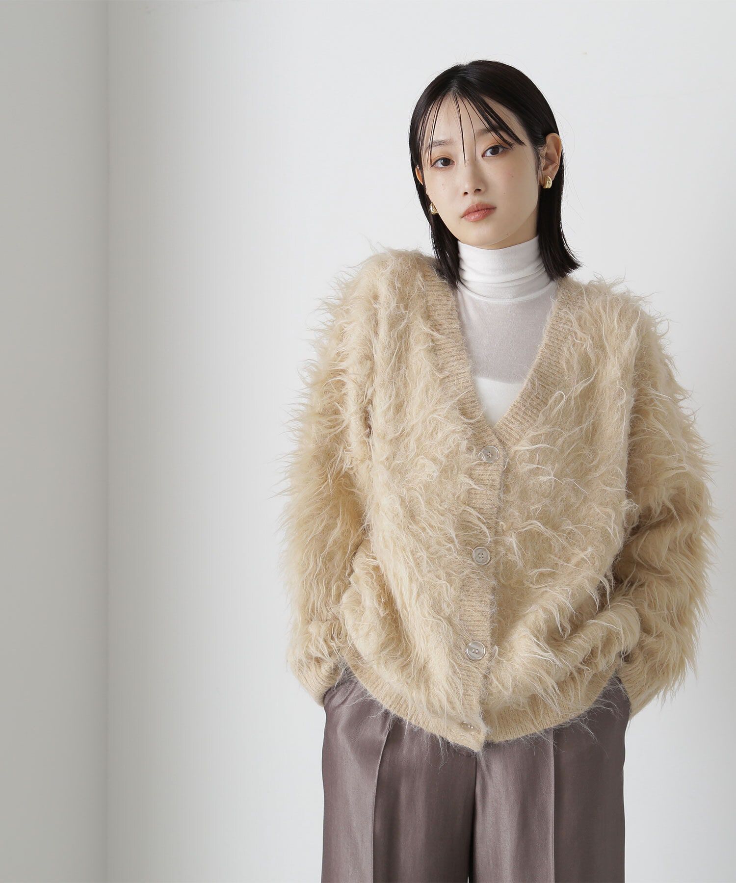  「Vネック起毛コーディガン　24AW」|ニット・セーター|