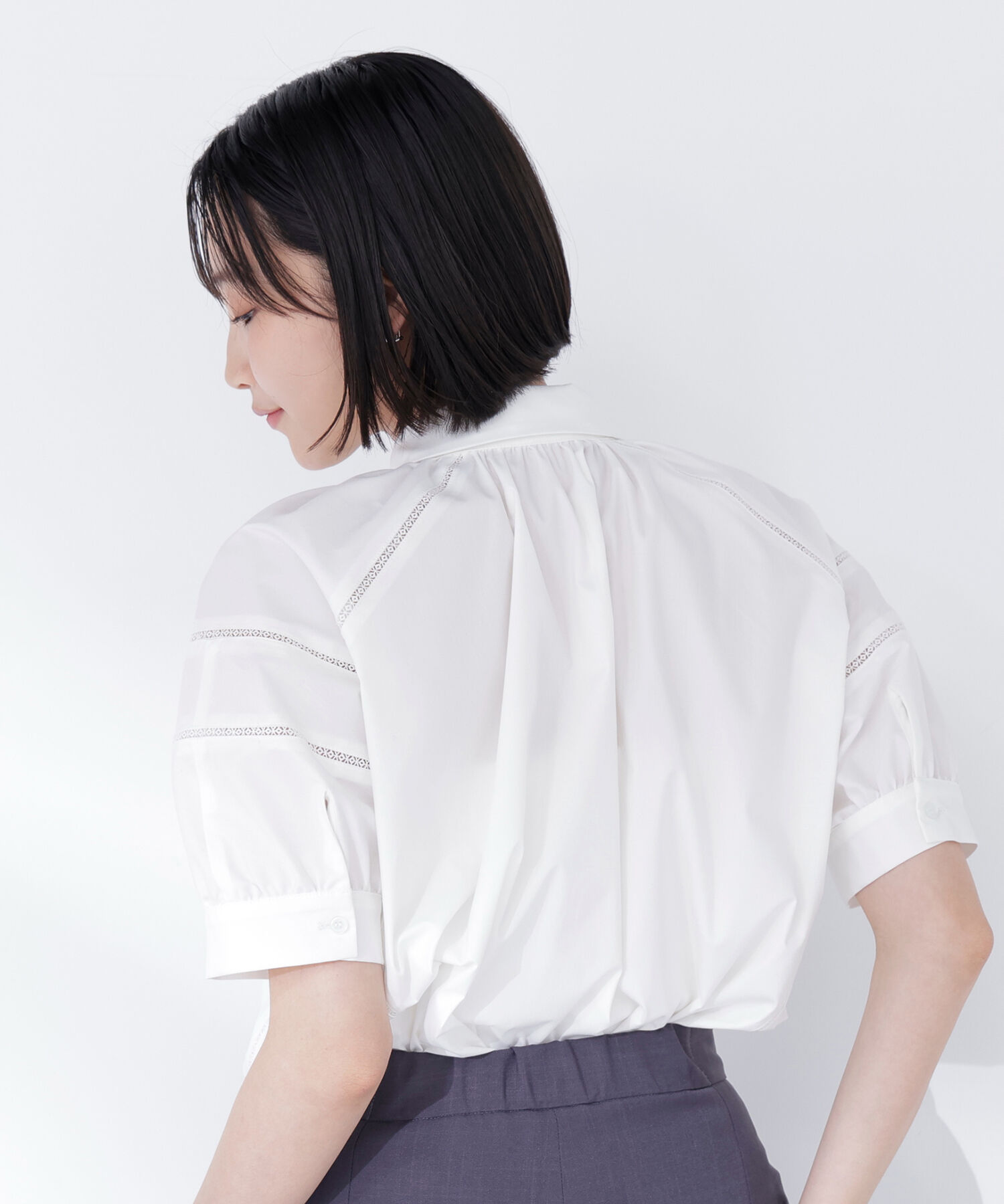 「＜Oggi.jp掲載＞パフスリーブレースブラウス」|シャツ・ブラウス|