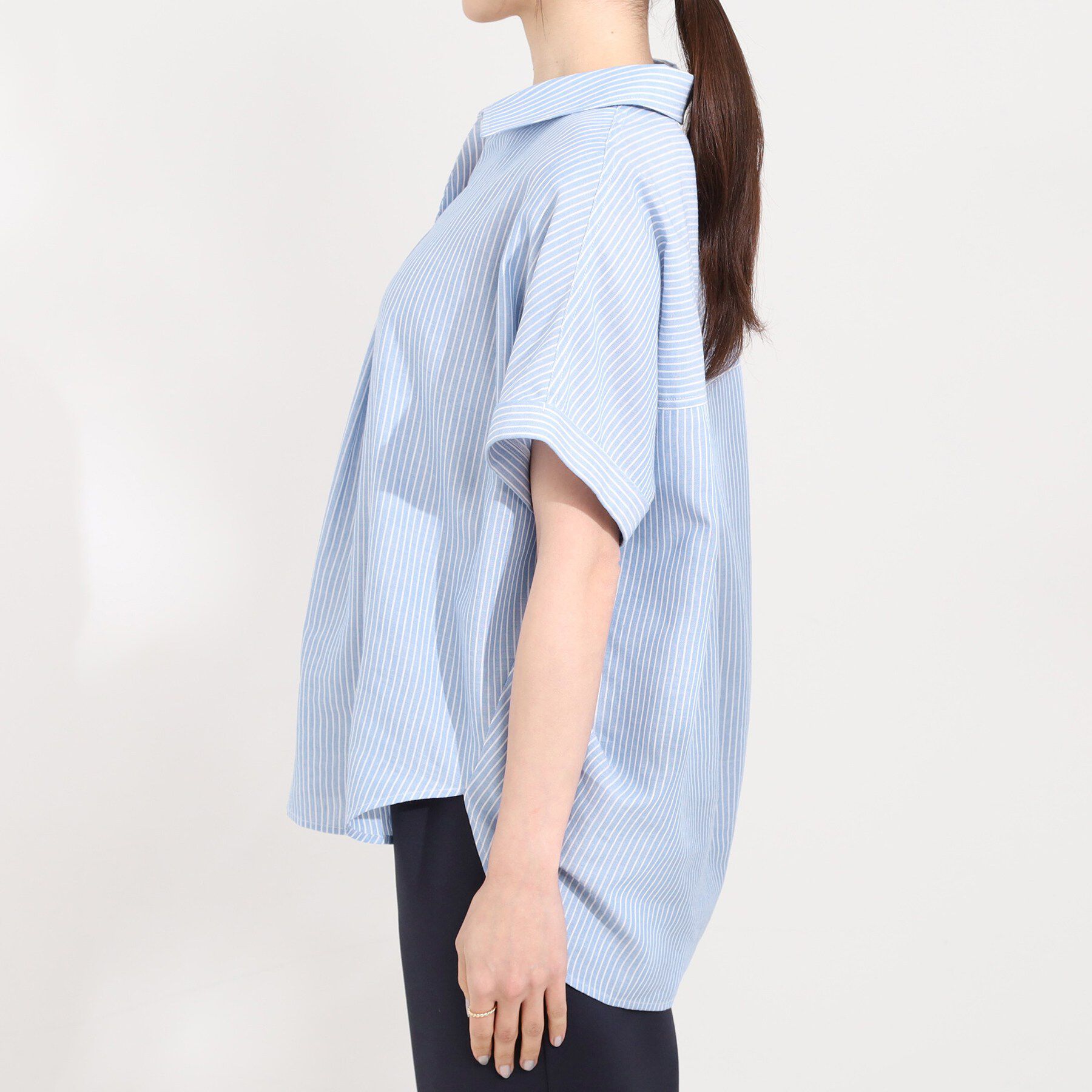 SHOO･LA･RUE「【UV/吸水速乾/抗菌防臭】インせず着られる フレンチリネンスキッパーシャツ」|シャツ・ブラウス|