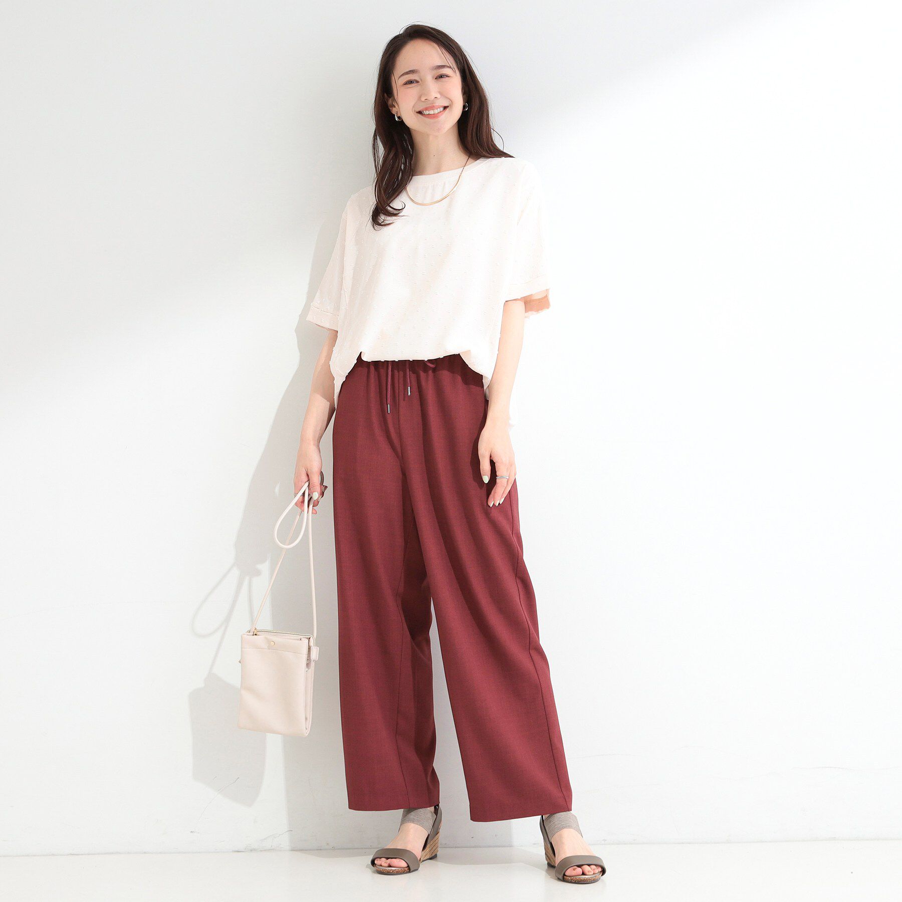 SHOO･LA･RUE「【洗濯後しわになりにくい/体型カバー】ドビードットで上品に ドルマントップス」|シャツ・ブラウス|