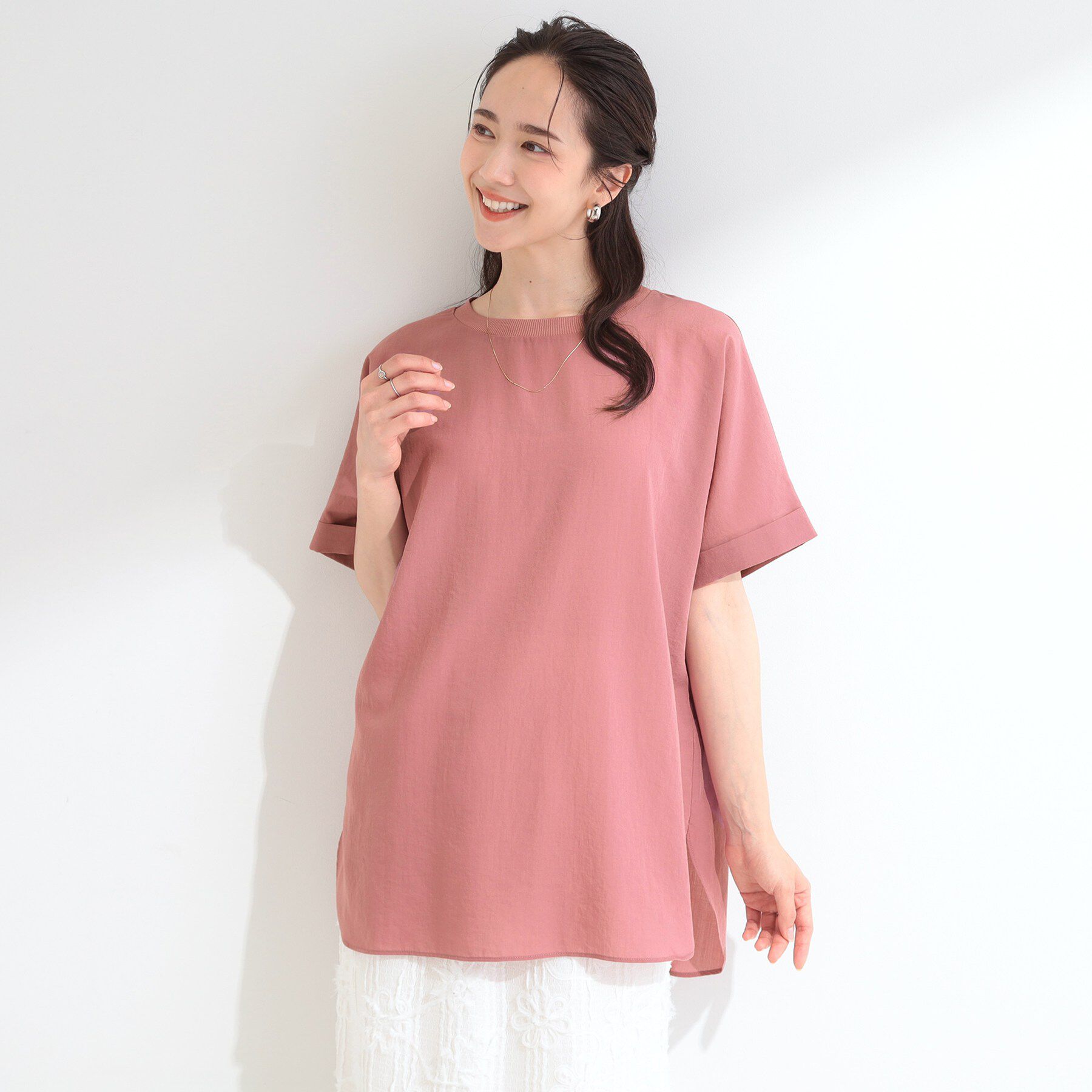 SHOO･LA･RUE「【着丈選べる/体型カバー】洗濯後しわになりにくい さらっと快適ドルマントップス」|シャツ・ブラウス|