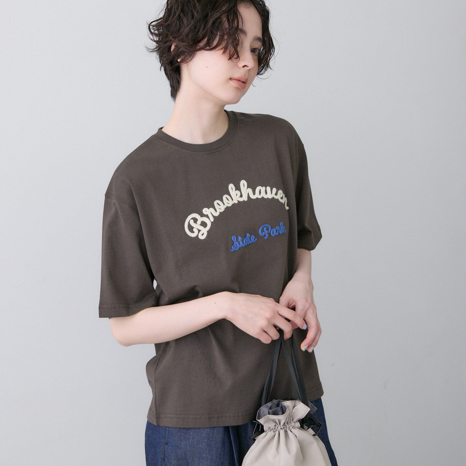 Dessin「【洗える】オーガニックコットンロゴTシャツ」|Tシャツ・カットソー|ブラウン(044)