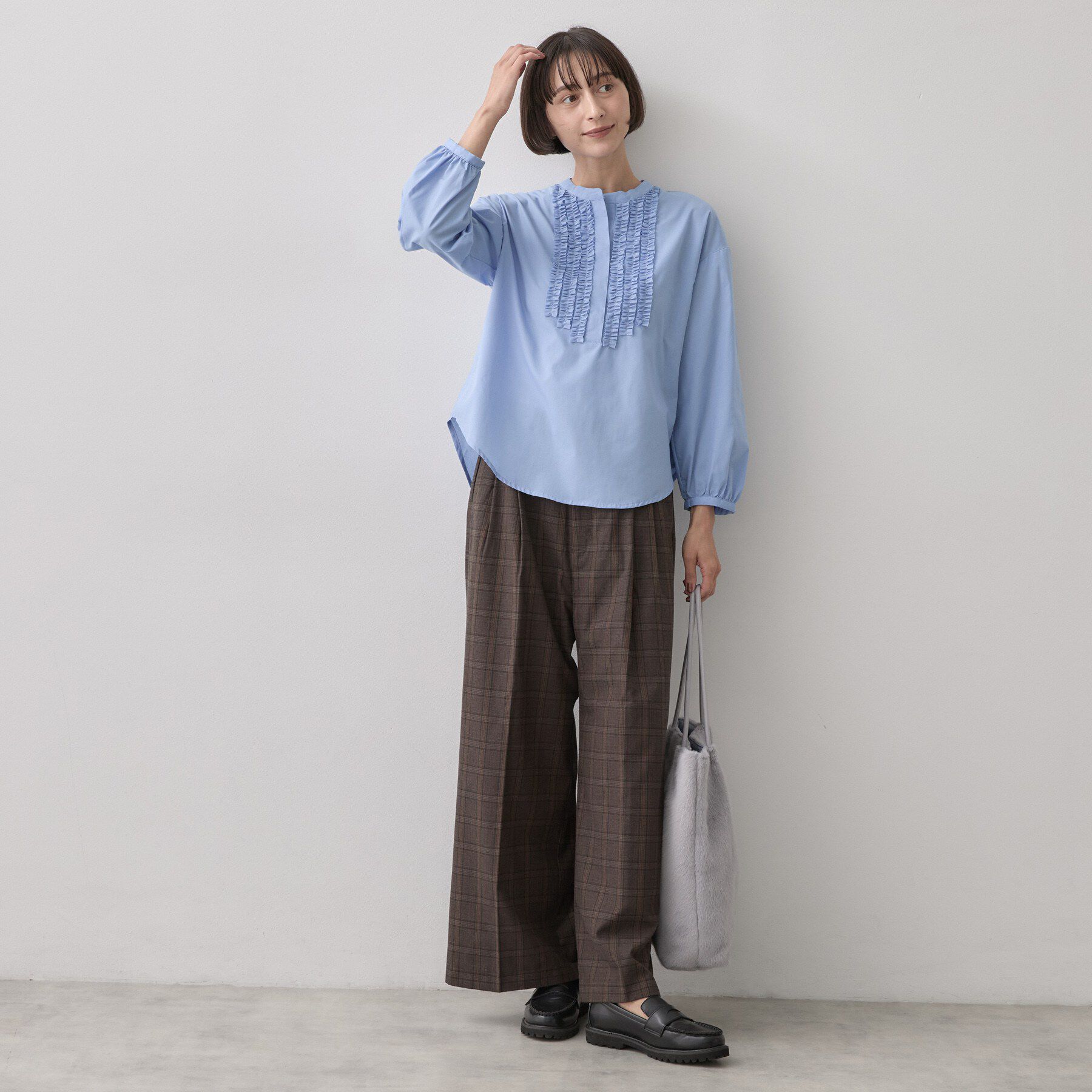 Dessin「【高レビュー/洗える/7色展開】フロントフリルブラウス」|シャツ・ブラウス|